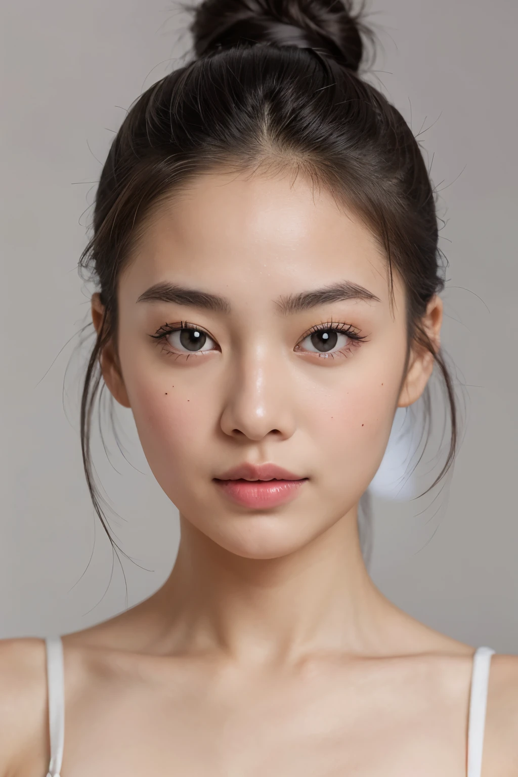 ((best quality)), ((masterpiece)), ((hightly detailed)), perfect face, Asian girl, ballerina bun, portrait, 