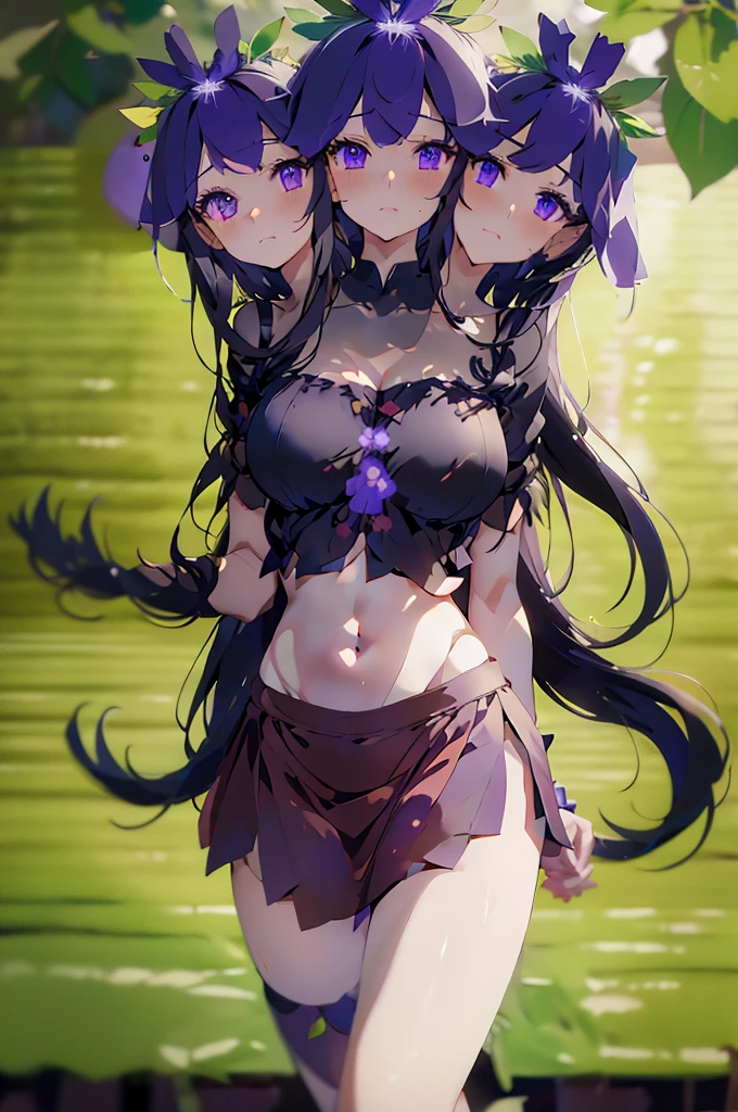 (masterpiece, best quality), best quality, best resolution, (ultra-detailed), (3heads:1.5), 1girl, (hisami yomotsu:1.3), masterpiece, best quality, ultra quality, ultra resolution, ultra detail, purple top, crop top, ((stomach)), midriff, ((groin)), purple skirt, normal ears, shackles, jet-black hair, very long hair, wavy hair, sidelocks, purple eyes, very detailed eyes, parted lips, open belly, sweat, cute, toned belly, hand on own chest, eyelashes, (25 year old woman:1.3), (masterpiece:1.5), (best quality:1.5), (beautiful detailed), extremely detailed CG, extremely delicate and beautiful, depth of field, (finely detailed face), (perfect details:1.2), (mature female:1.3), wide pelvis, slender, large veiny breast, 16k resolution, highres very high quality, very high definition, extremely detailed, masterpiece, jet-black hair, long hair, alluring presence, braid, short skirt, close up, big tits, young, NSFW,