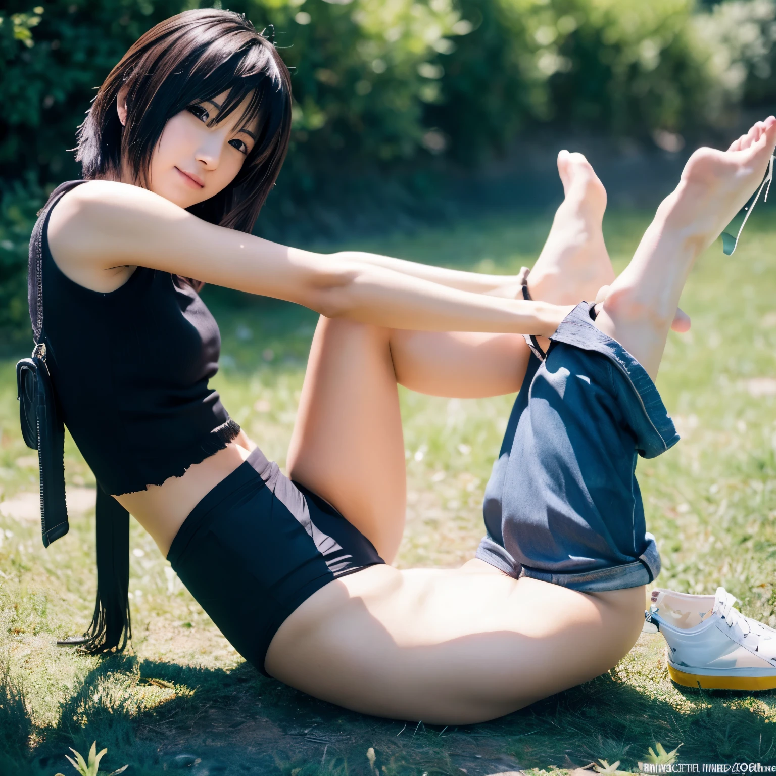 Final Fantasy 7 Yuffie Spreading her legs Pee Feels good Pussy