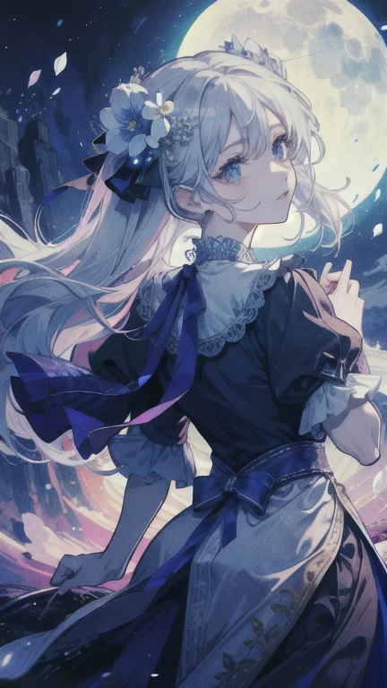 ((best quality)), ((masterpiece)) Moon, Luna, Goddess, Flower