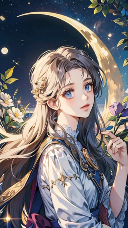 ((best quality)), ((masterpiece)) Moon, Luna, Goddess, Flower
