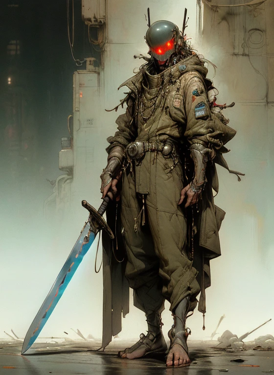 perfect proportions, anatomically correct, (head to toe: 2.0), (full body image: 2.0), solo, (Casshern: 1.6), extremely stylized, deviant art, masterpiece, highly detailed, detailed eyes, expressive detailed eyes, detailed pupils, futuristic, ((1950s scifi helmet)), ((pointy helmet)), Rubber Gloss, (flightsuit:1.4), big boots, entire body image, full body shot, nvinkpunk, professional photograph of alexander_skarsgard, tassles, large beads, (large tassels), cyberpunk, inkpunk, paint platter, ink splatter, (action pose:1.0), ((holding a sword))