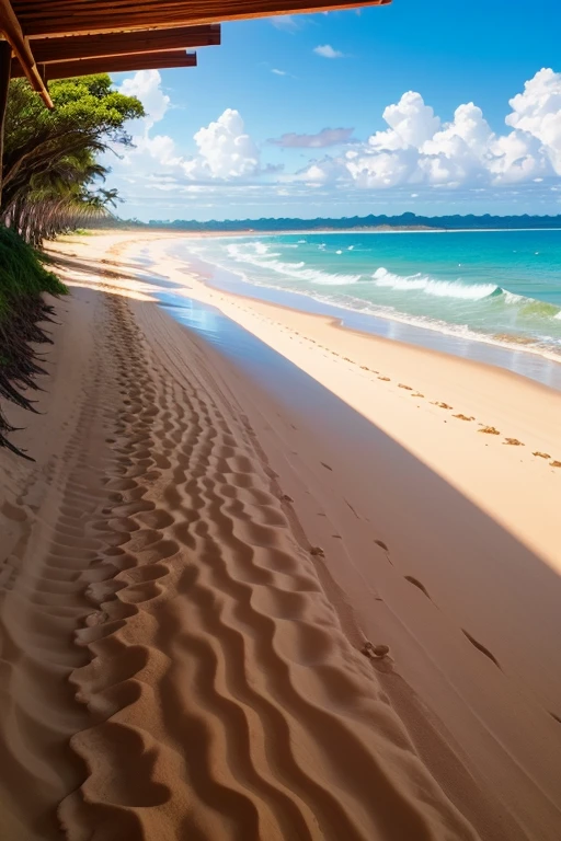 imagem pegadas na areia, natureza