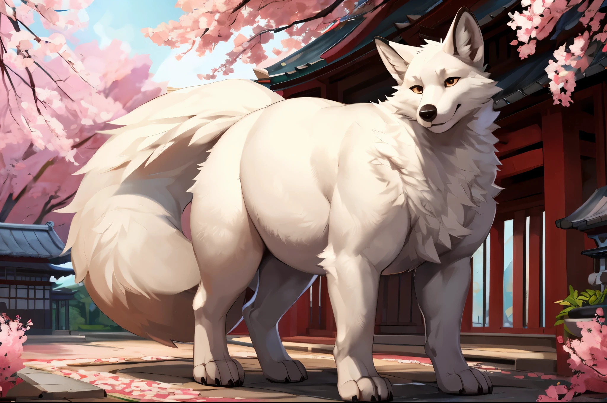 4k ultra quality, 4k full body view,(ultra high detailed body),((feral)) fox,by mystikfox61, by glitter trap boy,feral paws, by bebebebebe,by morethreedee, by seibear,(thick thigh),(chubby thigh),thicc thigh,thick legs,chubby legs,thicc legs,massive butt,enomorous thigh,massive thigh,massive legs,thick lower legs,wide legs,(detailed thigh),(wide thigh),fluffy belly sharp nails,((sfw)),(ultra detailed face),detailed eyes,big tail,fluffy tail,(detailed tail),enomorous tail,bigger tail,huge tail,volumetric light,big paws,(thick paws),fluffy paws,furry paws,enomorous paws,(feral focus), beast,(bigger lower body),(long legs),front view,master works, super fine, 4k resolution, high quality,high picture detail,dark fantasy,illusory engine, Masterpiece,dire fox,faint lighting,in a shrine,sakura,(feral) belly,charming (feral) body,chubby (feral) body,detailed belly,enomorous belly,hyper belly,bigger belly