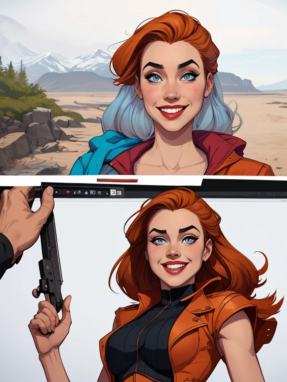 Woman character jeday style warrior armed with a 38 revolver western style atompunk Fallout 4 Jennifer Connelly le with marks of war Cartoon image of a woman .Ilustra??o estilo desenho animado, estilo de arte dos desenhos animados, estilo de arte dos desenhos animados, digital illustration style, estilo atompunk design de personagens altamente detalhado, arte digital detalhada coragem, Forest fan art, Design de personagens de retrato, beautiful digital illustration, retrato de alta qualidade, Arte em quadrinhos, mulher jovem cabelo com transas lindas . Queen Anna of ArendelleBeautiful lined eyes Medium large bust and wonderful sexy clothes. image expression of sexual desire from waist to head illustration Queen Anne of Arendelle atompunk style Fallout 4 The perspective is from below, enfatizando a majestade e o poder da Gigante." armed with a 38 revolver western style with a 38 revolver in her hands jeday style warrior in summer clothes on the beach Character wearing clothesCartoon style corsets hellish clothes Harley Quinn cartoon of a woman .cartoon style illustration, estilo de arte dos computadores roupas de vampira desenhos animados, estilo de arte dos desenhos animados, smile showing teeth Digital illustration style, design de personagens altamente detalhado, arte digital detalhada fantasia sensualizando Design de personagens de retrato, beautiful digital illustration, retrato de alta qualidade, Arte em quadrinhos, mulher jovem. expression of sexual desire white background