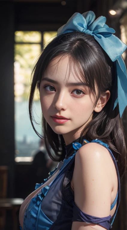 From the side, photorealistic Portraiture, Official Art, Unity 8k wallpaper, 8K Portraitures, highest quality, Very high resolution, (信じられないほどbeautiful自然の背景:1.6), girl, beautiful Italian girl., 16 yscene, (Sexy and attractive:1.1), (Rude expressions:1.6), (Small breasts with raised pink areolas,:1.6), rude, (Captivating smile:1.2), (Whole body 1.0), (Erotic gestures:1.5), (Magic Attack:1.6),(Magical effects such as glow and energy:1.5), (Electric shock from the hand:1.1), (beautifulフラクタルや大理石のデザインが施された、Blue bodysuit with detailed details..:1.5), (beautiful and delicate pomegranate, Topaz, Emerald and Sapphire Jewelry:1.45), beautiful sensual face, Portraiture, (Thick eyebrows:1.2), (Big purple eyes..:1.2), beautiful eyes with delicate symmetry.., (Very fine eye:1.4), (High resolution eyes:1.1), Intimate Face, (Highly detailed skin texture:1.4), White skin, 青White skin, Perfect Anatomy, thin, (beautiful toned body:1.1), Hair Bow, (Moisturized Skin:1.1), Sweaty, No makeup, Bear, Excellent anatomy, Face Focus, Good Coin, (Emilia Clarke:0.6) (Emma Watson:0.3),(Jennifer Connelly:0.4), (Facial hypertrophy:1.5), Elegant face, I hope it goes well, sweet, Sci-fi Cyberpunk, (緻密でbeautifulデザインの手袋..:1.2), Blurred Background, Blurred foreground, The depth of the written world, (Motion Blur:1.1), Complex and colorful biomechanical bodysuit, Tangled, Mandala, Intertwined, (Small breasts:1.2), Translucent chest, (beautiful :1.2), (NSTDA.:1.2), Big Hips, prattle, Juice stains, Bust Grip