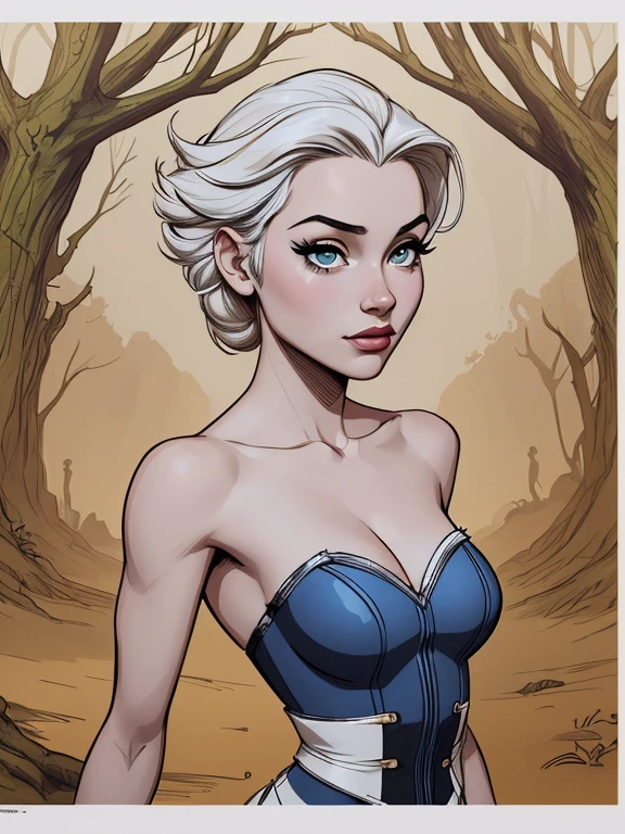 Personagem mulher estilo atompunk Fiona rainha Anna de Arendelle com marcas de guerras Imagem de desenho animado de uma mulher .Ilustra??o estilo desenho animado, estilo de arte dos desenhos animados, estilo de arte dos desenhos animados, digital illustration style, estilo atompunk design de personagens altamente detalhado, arte digital detalhada coragem, Forest fan art, Design de personagens de retrato, beautiful digital illustration, retrato de alta qualidade, Arte em quadrinhos, mulher jovem cabelo com transas lindas . Queen Anna of ArendelleBeautiful lined eyes Medium large bust and wonderful sexy clothes. image expression of sexual desire from waist to head illustration Queen Anne of Arendelle atompunk style Fallout 4 style pose playboy magazine