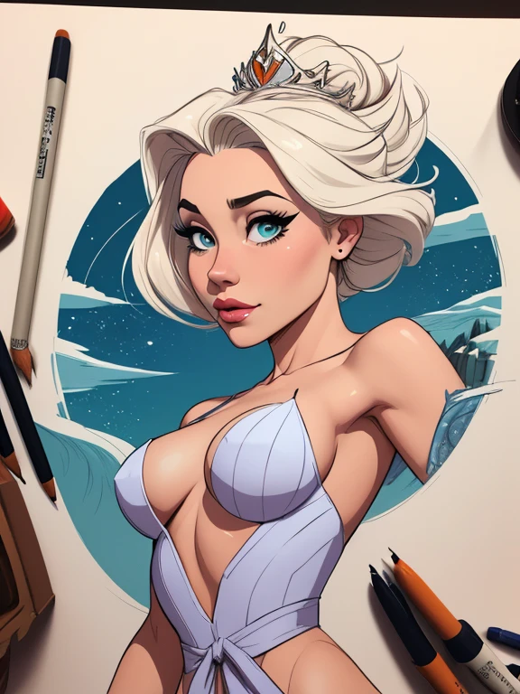 Personagem mulher estilo atompunk Fallout 4 Rainha Anna de Arendelle com marcas de guerras Imagem de desenho animado de uma mulher .Ilustra??o estilo desenho animado, estilo de arte dos desenhos animados, estilo de arte dos desenhos animados, digital illustration style, estilo atompunk design de personagens altamente detalhado, arte digital detalhada coragem, Forest fan art, Design de personagens de retrato, beautiful digital illustration, retrato de alta qualidade, Arte em quadrinhos, mulher jovem cabelo com transas lindas . Queen Anna of ArendelleBeautiful lined eyes Medium large bust and wonderful sexy clothes. image expression of sexual desire from waist to head illustration Queen Anne of Arendelle atompunk style Fallout 4