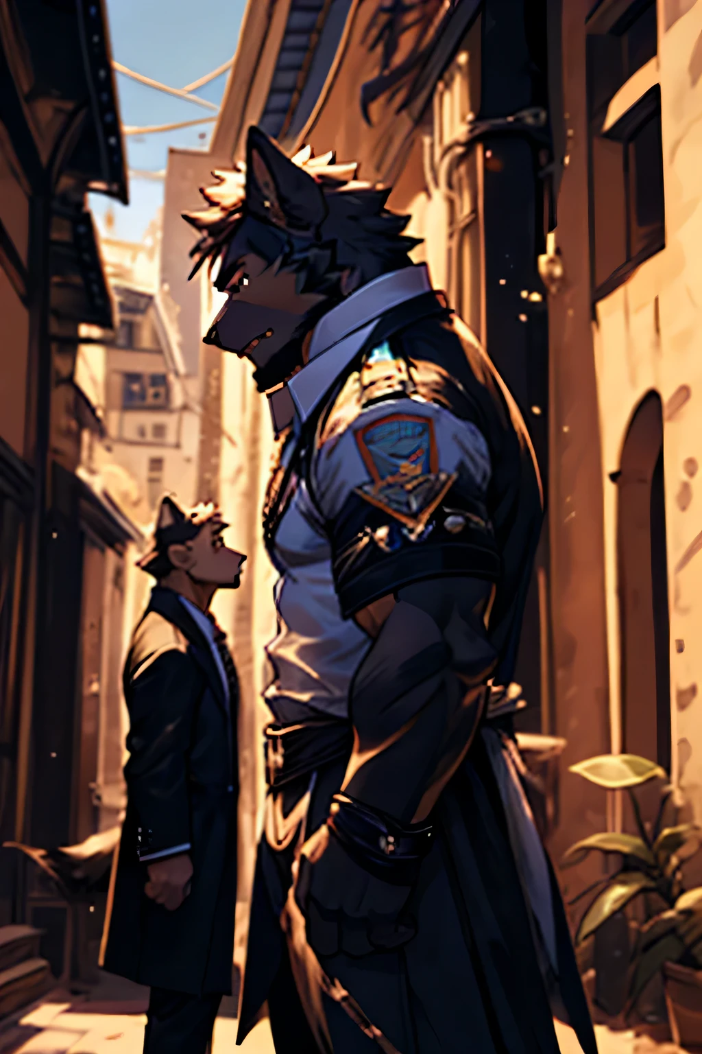 ((best quality)), ((masterpiece)), (detailed),((Orcs)),Gray Wolf,Formal wear,Act cool,office,individual,modern,Gray suit,Tempting,((furry)),hairy,front