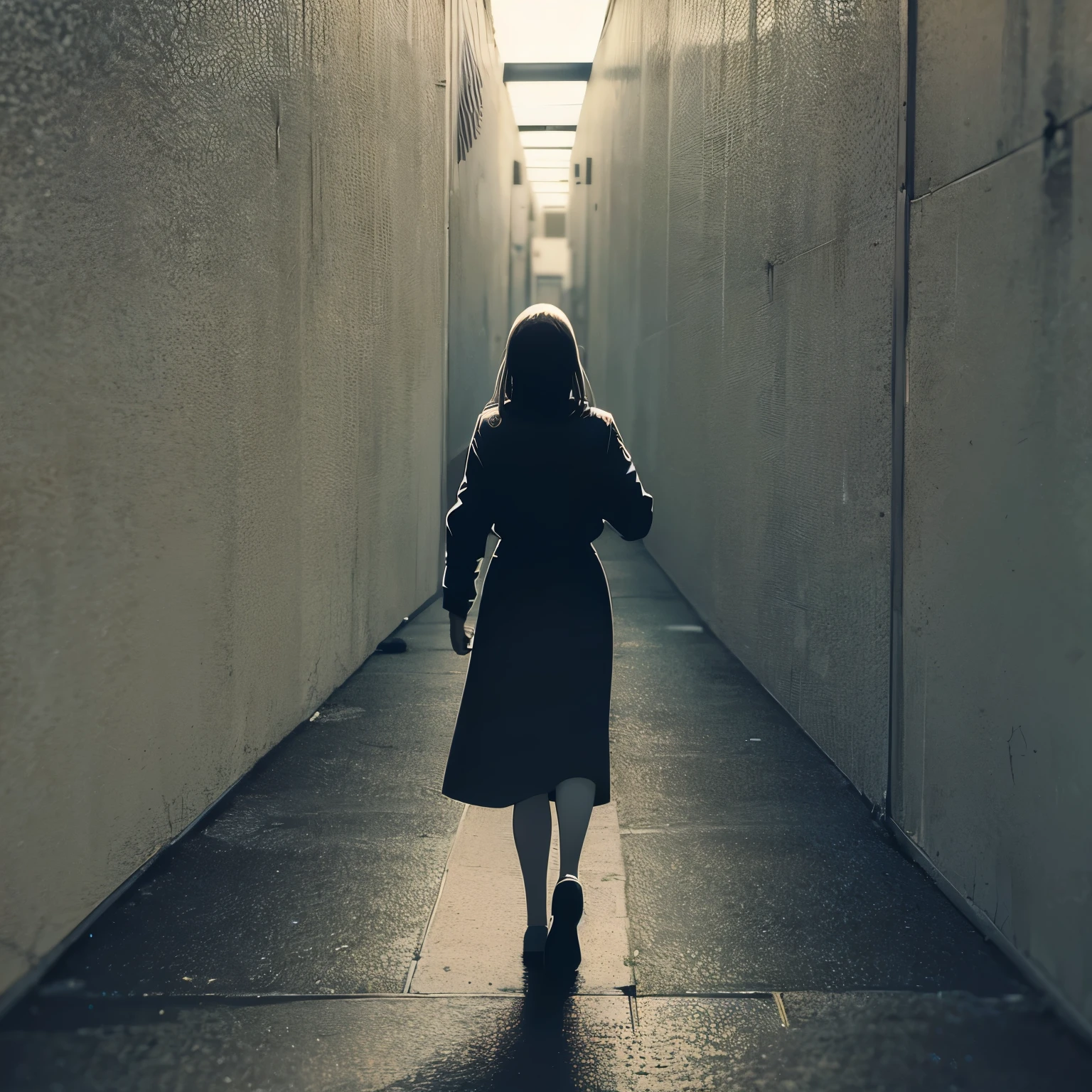 What I imagined was a person walking forward with their head down unmotivated and everything around them is dark, absolute nothing And when they look back they see several white footprints standing out in the dark And when they look ahead again there is a light in the distance brilliant And she gets motivated and runs towards the light now