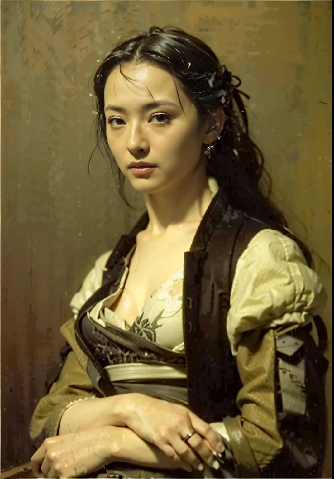 (masterpiece, best quality:1.2), (8k uhd, 16k, 32k, ultra high res), (photorealistic:1.37), (RAW photo), ultimate-realistic, ultimate-realistic details, ultimate-realistic texture, ultimate-intricate details, ultimate-realistic lighting, ultimate-realistic shadow, japanese girl, ultimate-cute face, ultimate-RAW skin, ultimate-realistic eyes, Japanese woman in wooden silver power suit, mechanical, black accents, ultimate intricate detail, wood texture, photorealistic, full body shot