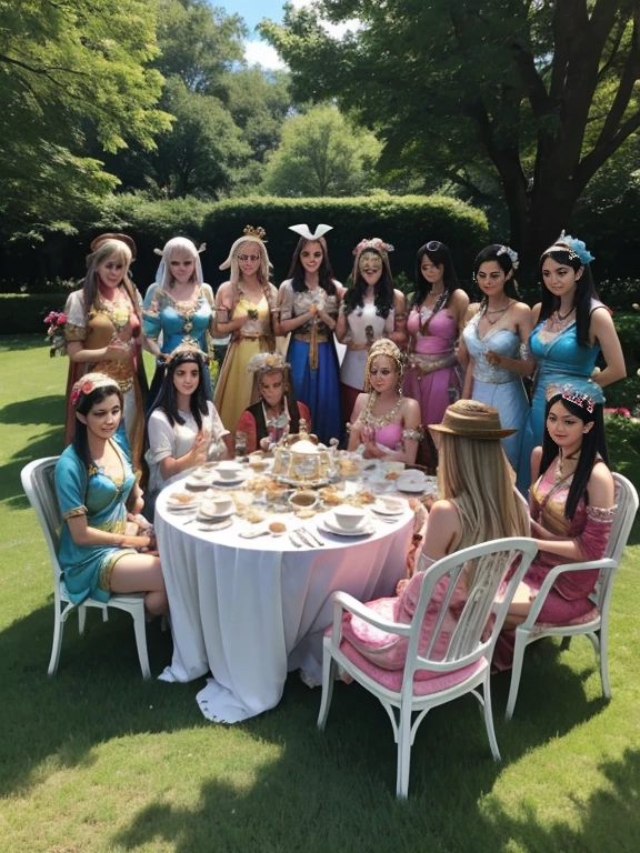 Tea Party of Goddesses from Around the World, Group selfie, Full Body Shot