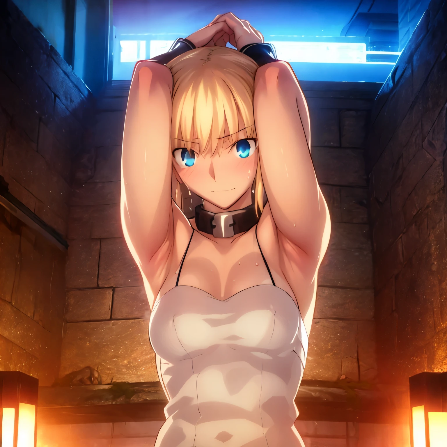 High resolution, {Things to know_f de stay night ufotable:1.15}, Rubio_ Best Quality, masterpiece, フルnude,Sweatだく,Blushing,smile,Armpitアップ,Sweat,Armpitを広げて見せている,bed,Moist,Blonde,whole body,pubic hairあり,Love juice,Armpit,side,sideの下,Armpitの下,sideアップ,Sweatをかいている,sideSweat,Upper Body, 1 person,sideズーム,Armpitズーム,Armpitを見せつける,sideを見せつける,Place your arms behind your head.,nude,Raise your arms, Inner cavity reflection,whole body,Two arms,Alone,sexy,1 personだけ,Looking at me,Semen dripping from the vagina,front,pubic hair,Obscene lines,Ray tracing,Slender body,E Cup,Embarrassing,Armpit強調,side強調,ArmpitSweat,sideSweat,Wet Skin,Open your mouth,Noise Reduction,((Place your hands behind your head)),Emphasis on the crotch,Chest Enhancement,stage,Perfect lighting,顔はfrontを見ている,Look up,looking at the camera,真front,I don't want to go away.,体をfront,両Raise your arms,Place your arms behind your head.,Embarrassing,Hands behind head,Hotel Rooms,bedの上,全naked,naked,Semen dripping from the vagina,