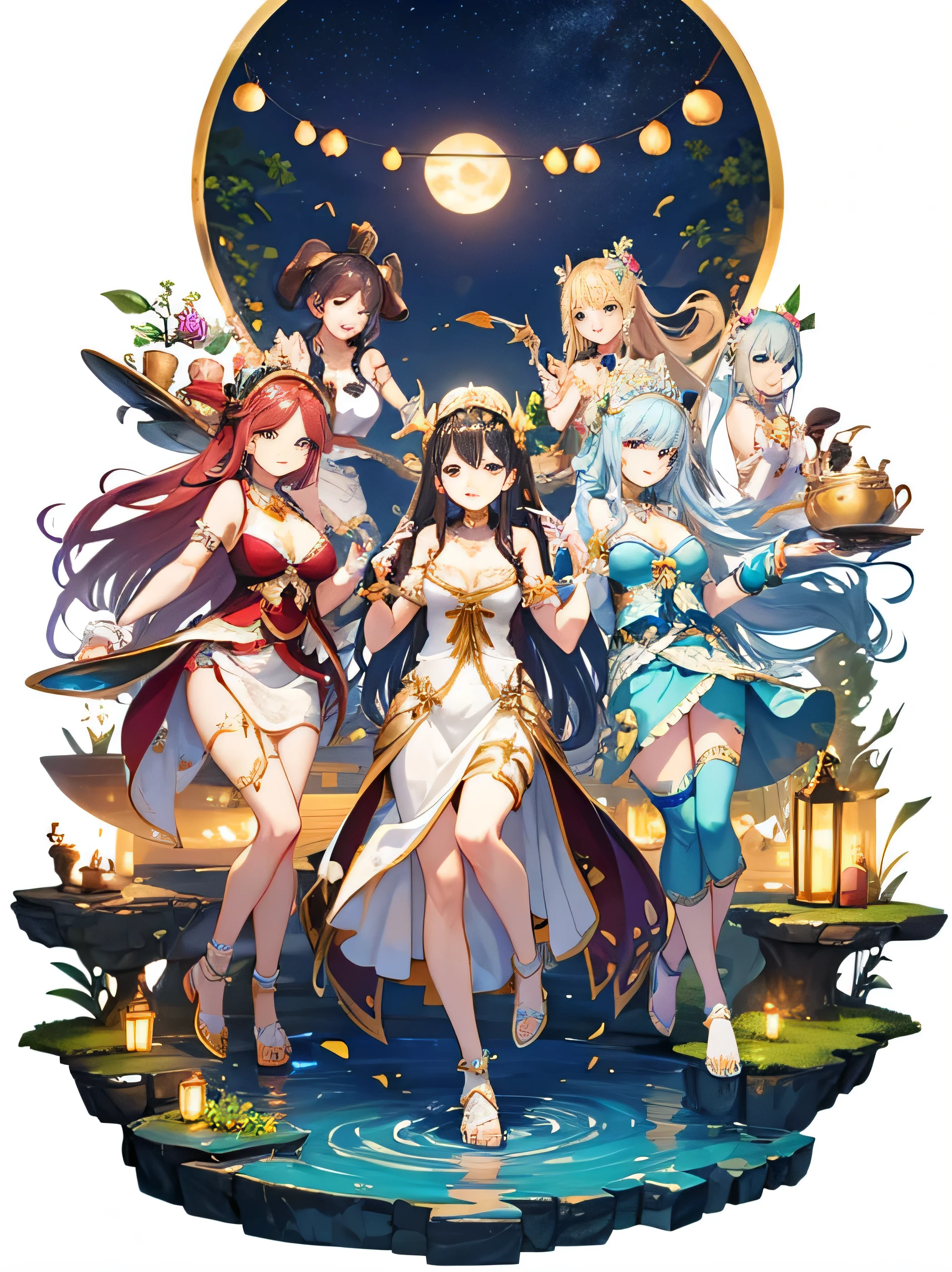 Tea Party of Goddesses from Around the World, Group selfie, Full Body Shot