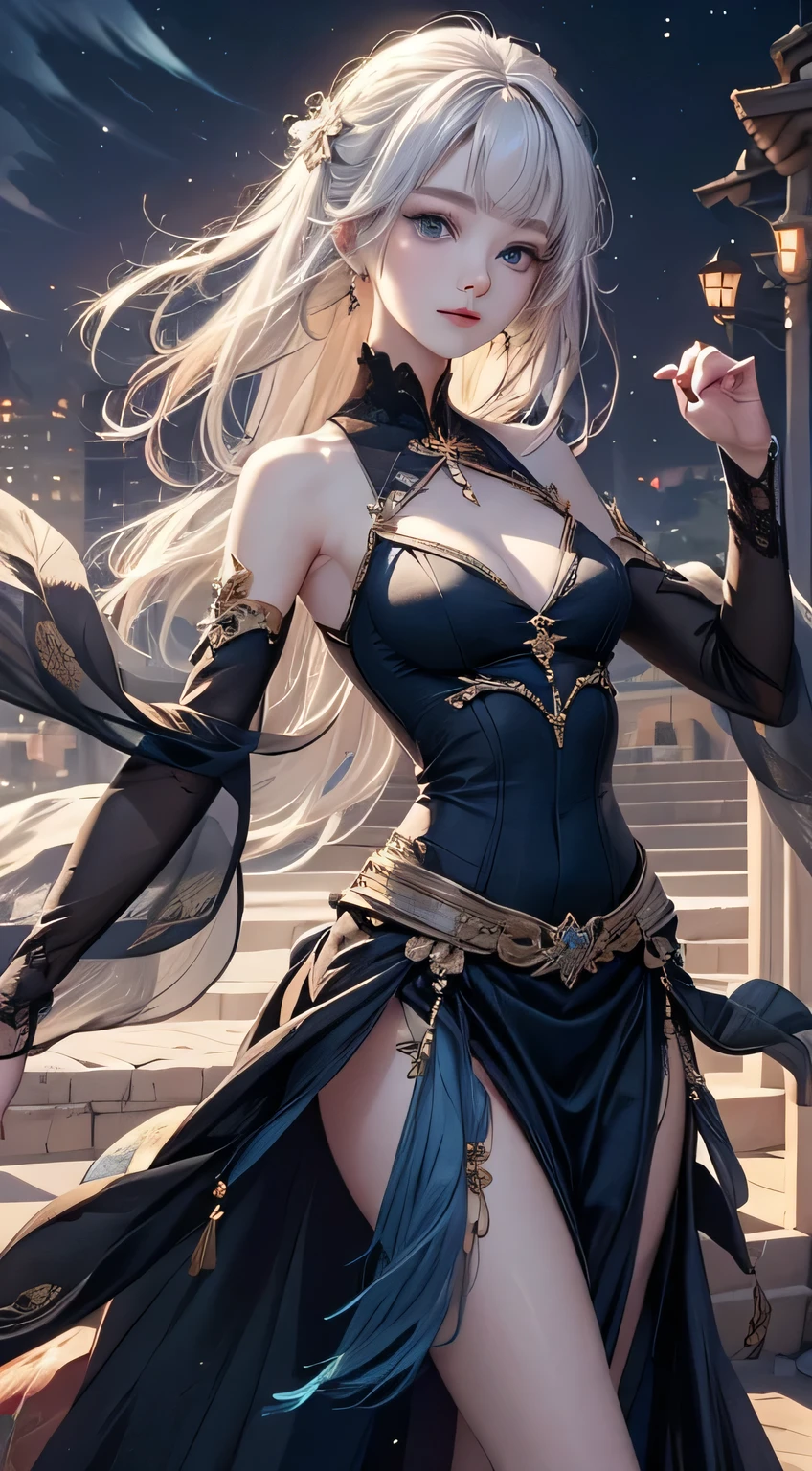 (1girl:1.3), (photorealistic:1.4), (masterpiece, top quality, best quality, official art), extreme detailed, highest detailed, (ultra-detailed), ((an extremely delicate and beautiful)), cinematic light, contemporary, silky long hair, she standing at the library, in evening, shirt, long skirt, butt crack, upper body, from above, shy, blush, (looking back:1.4),