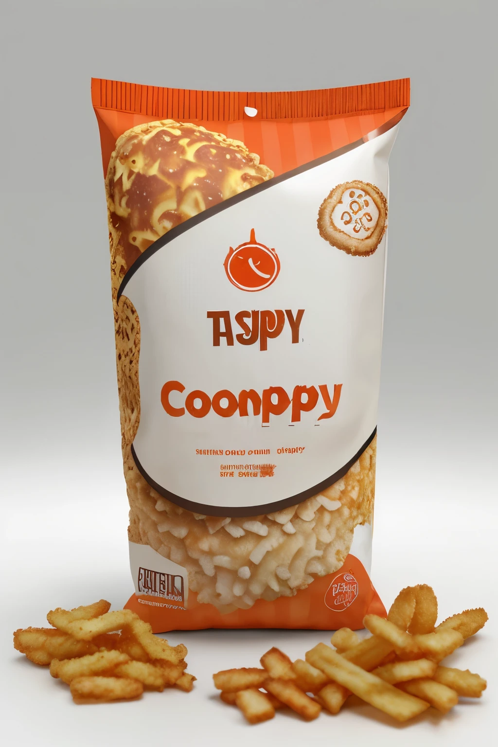 generate a Logo, Brand name (Taschipsy), energetic, simple, 3D, good quality, clearly, directly, fashion, something with chips and crispy coconut rolls
