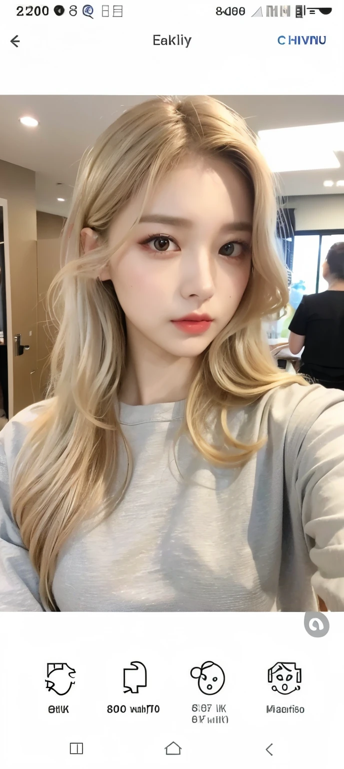 ((Best quality, 8k, Masterpiece :1.3)), 1girl,(random hairstyles), Casual outfit :1.2, Indoor, Ultra-detailed face, Detailed eyes, Double eyelid, background selfie
