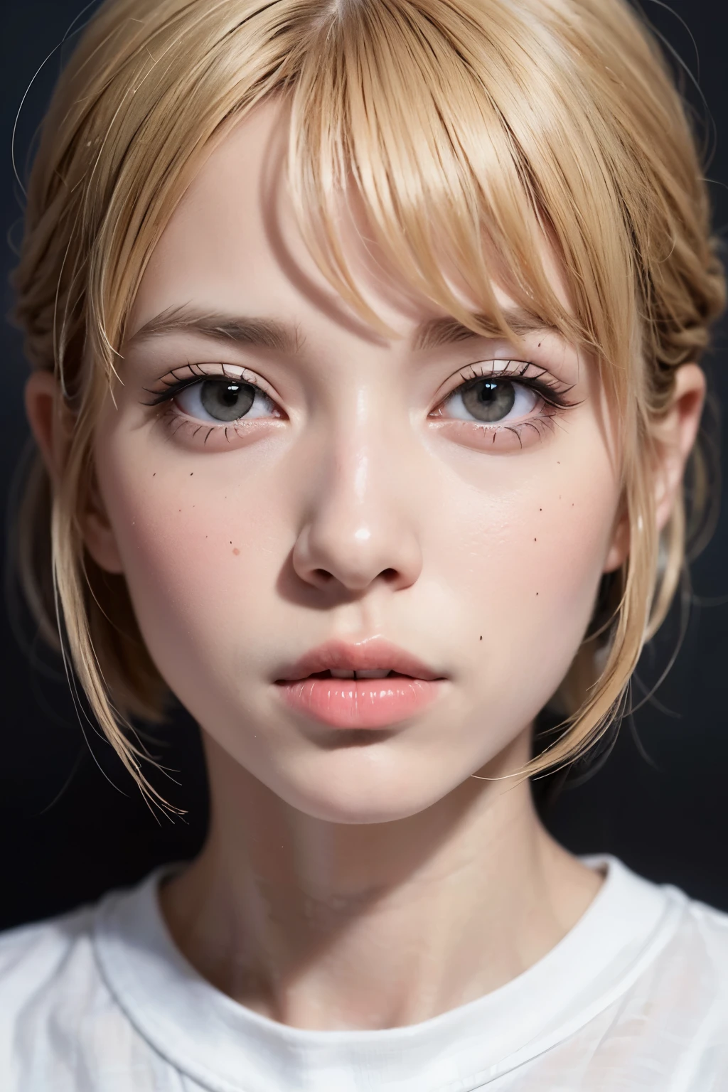 freckles, (moles:0.2),makeup, absurdres, 1girl, blonde hair, blush, (realistic:1.8), (blue eyes:0.7), (blonde hair:0.3), (twintails:0.4), tsundere