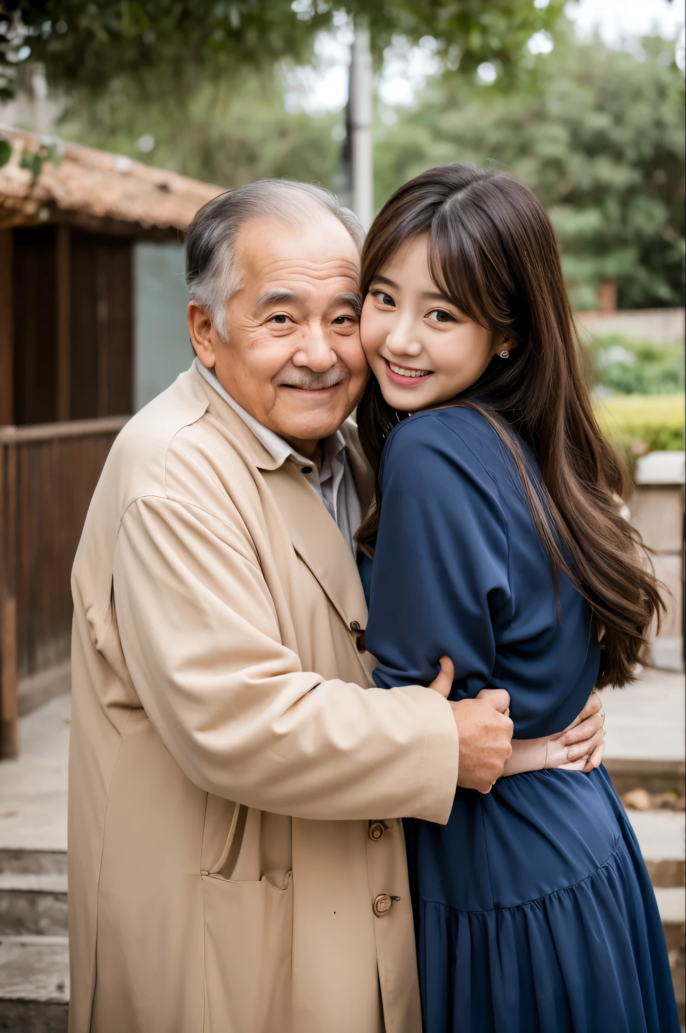 Just two people,Old man hugging his daughter-in-law、My stepdaughter is 20 years old and as cute as an idol、Face to face with my elder brother、kisedium bust