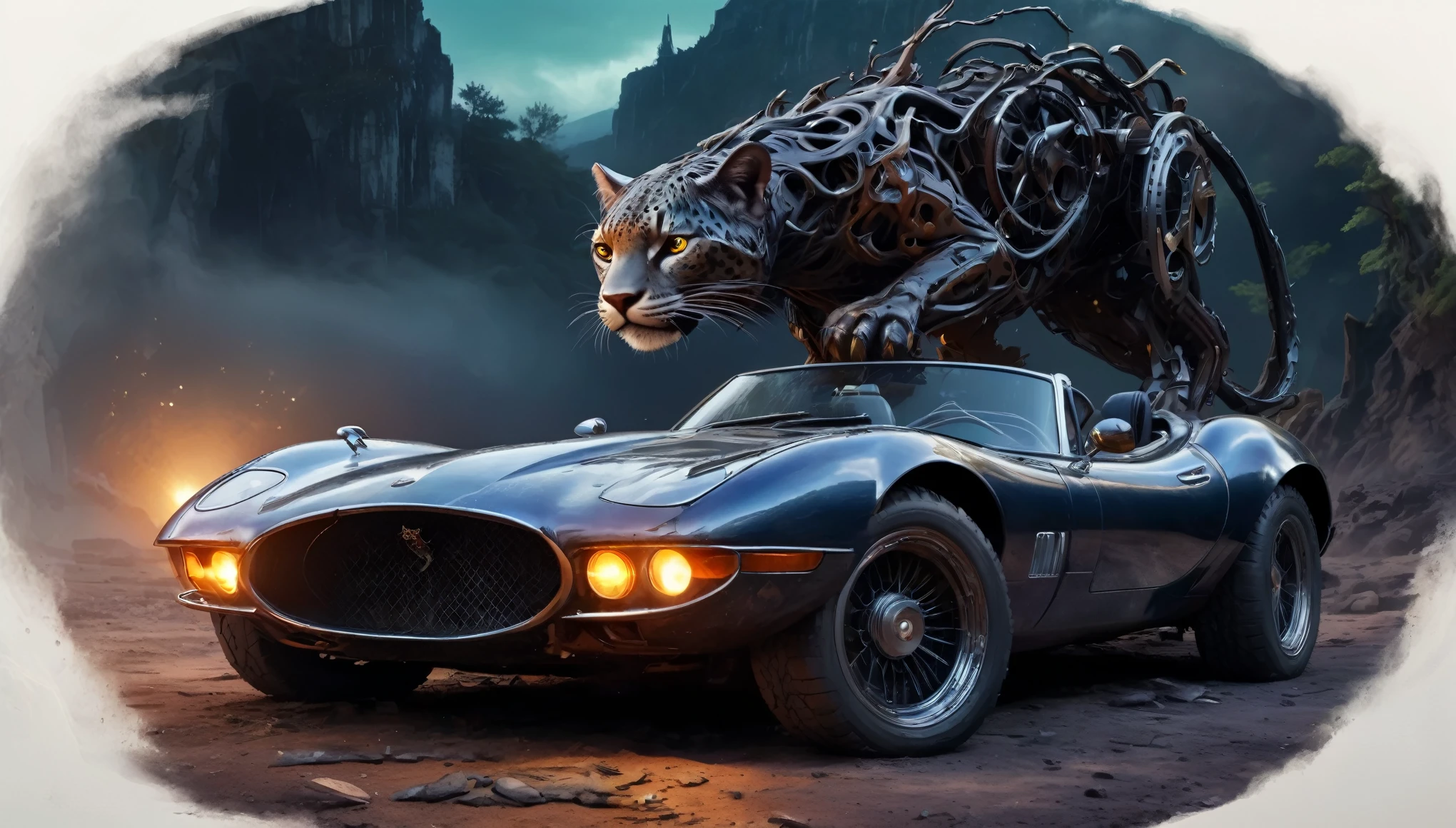 Intricate and detailed streampunk clockwork mechanical obsidian car 'Jaguar' Roadster 1970 scorpion with tail, (intricate mech details, ground level shot, polished metal, sci-fi, futuristic, Photorealistic, Cinematic, Hyperrealistic, hyperdetailed, splash art, intricately detailed, color depth, colorful background, a masterpiece, 8k resolution, dark fantasy concept art, dynamic lighting, trending on Artstation, deep color, volumetric lighting: .9),full body length,Quartz Lepidolite girl in national dress,pretty face,full body shot,ominous landscape,Fluorite chrysocolla atmosphere,by art Simon Stalenhag,Nicola Samori,Wangechi Mutu,prime colors,extremely detailed,masterpiece,intricate details,faded,eyes extremely detailed, high detailed eyes,4k resolution,RAW, Nikon Z9,scary town,full body length,evil ghost,,intricate details,Stone Forest in Yunnan Province of China,ultra-detailed,dark and eerie atmosphere, ethereal presence, hauntingly beautiful, ghostly figures, swirling mists, supernatural entities, demonic essence, shadowy forms, eerie whispers, sinister aura, hauntingly pale skin, dark and twisted branches, flickering candlelight, macabre elements, mysterious and enigmatic, spectral apparitions, gothic art style, hauntingly captivating, spectral realm, hauntingly melancholic, otherworldly beauty, ethereal glow, hauntingly haunting, chilling and atmospheric, eerie and ominous lighting,Impresionismo,starlight color,Fantastic abandoned old,Ethereal atmosphere,otherworldly charm,Mystic aura,Glowing flowers,floating petal,majestic vines,Glowing Leaves,with a calm expression,Complicated details,Exquisite features,petals in her hair,Light of the sky,harmonious colorystic energy,Surreal atmosphere,Amazing Cleavage,Sublime art,vibrant tones,captivating creationAfter the war,Maritime city,sense of science and technology,The city of the future,Spaceship wreckage,There are giant ships in the sea,Beautiful woman overlooking the ruined city