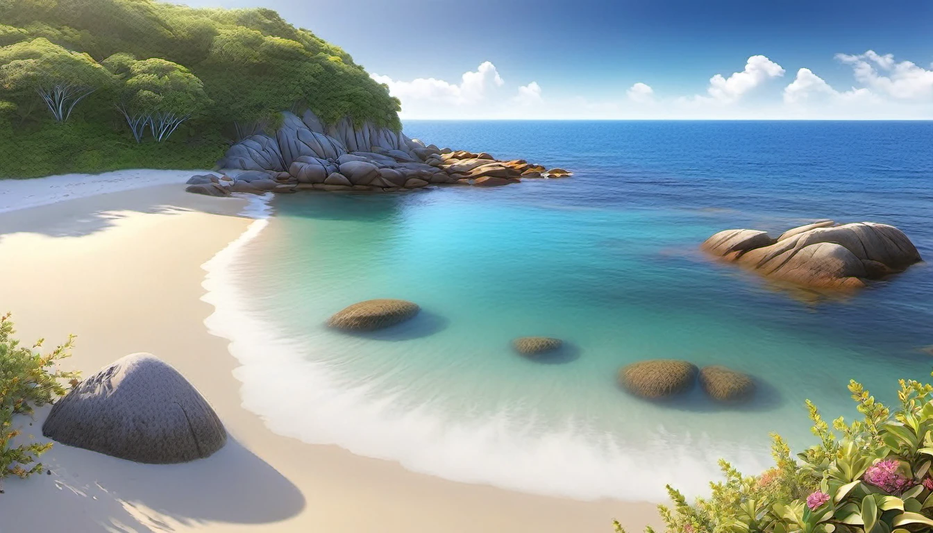 (best quality,highres:1.2),ultra-detailed,(realistic,photorealistic:1.37),jeweled beach,glassy blue gems litter the beach,blue coast,colorful crab,lovely beach scene,rocky ridges,cove,beach vacation,natural beauty,serene atmosphere,crystal-clear water,soft cobalt blue sand,glistening sunlight,lush vegetation,seashells,refreshing breeze,saltwater scent,sandy dunes,gentle waves,coastal paradise,tropical paradise,secluded getaway,tranquil escape,vibrant colors,sparkling ocean,marine life exploration,sun-kissed paradise,shimmering reflections,fresh seafood,seaside relaxation,waterfront retreat,fascinating seascapes,unspoiled coastline,idyllic scenery,hidden treasure,beach exploration,hidden gem,captivating view,pristine environment,luxury beach destination,serenity