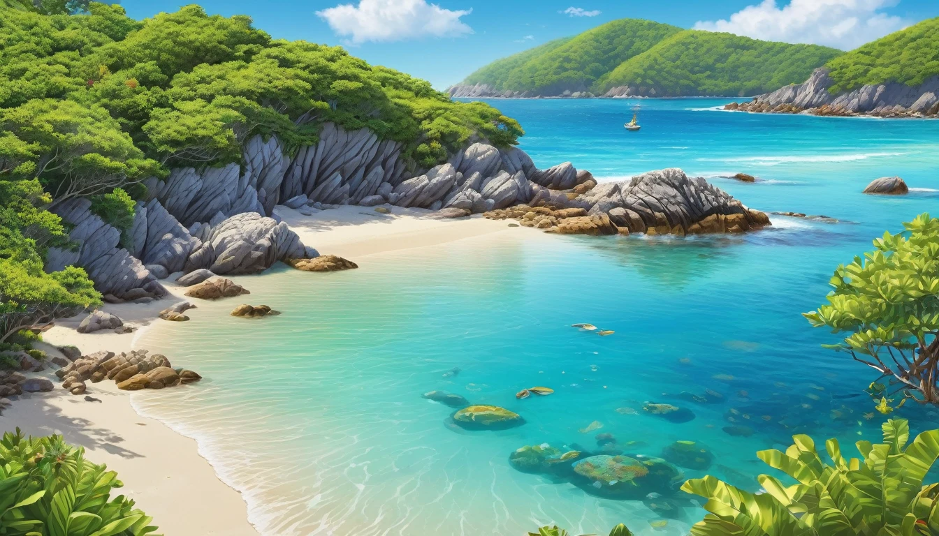 (best quality,highres:1.2),ultra-detailed,(realistic,photorealistic:1.37),jeweled beach,glassy blue gems litter the beach,blue coast,colorful crab,lovely beach scene,rocky ridges,cove,beach vacation,natural beauty,serene atmosphere,crystal-clear water,soft cobalt blue sand,glistening sunlight,lush vegetation,seashells,refreshing breeze,saltwater scent,sandy dunes,gentle waves,coastal paradise,tropical paradise,secluded getaway,tranquil escape,vibrant colors,sparkling ocean,marine life exploration,sun-kissed paradise,shimmering reflections,fresh seafood,seaside relaxation,waterfront retreat,fascinating seascapes,unspoiled coastline,idyllic scenery,hidden treasure,beach exploration,hidden gem,captivating view,pristine environment,luxury beach destination,serenity
