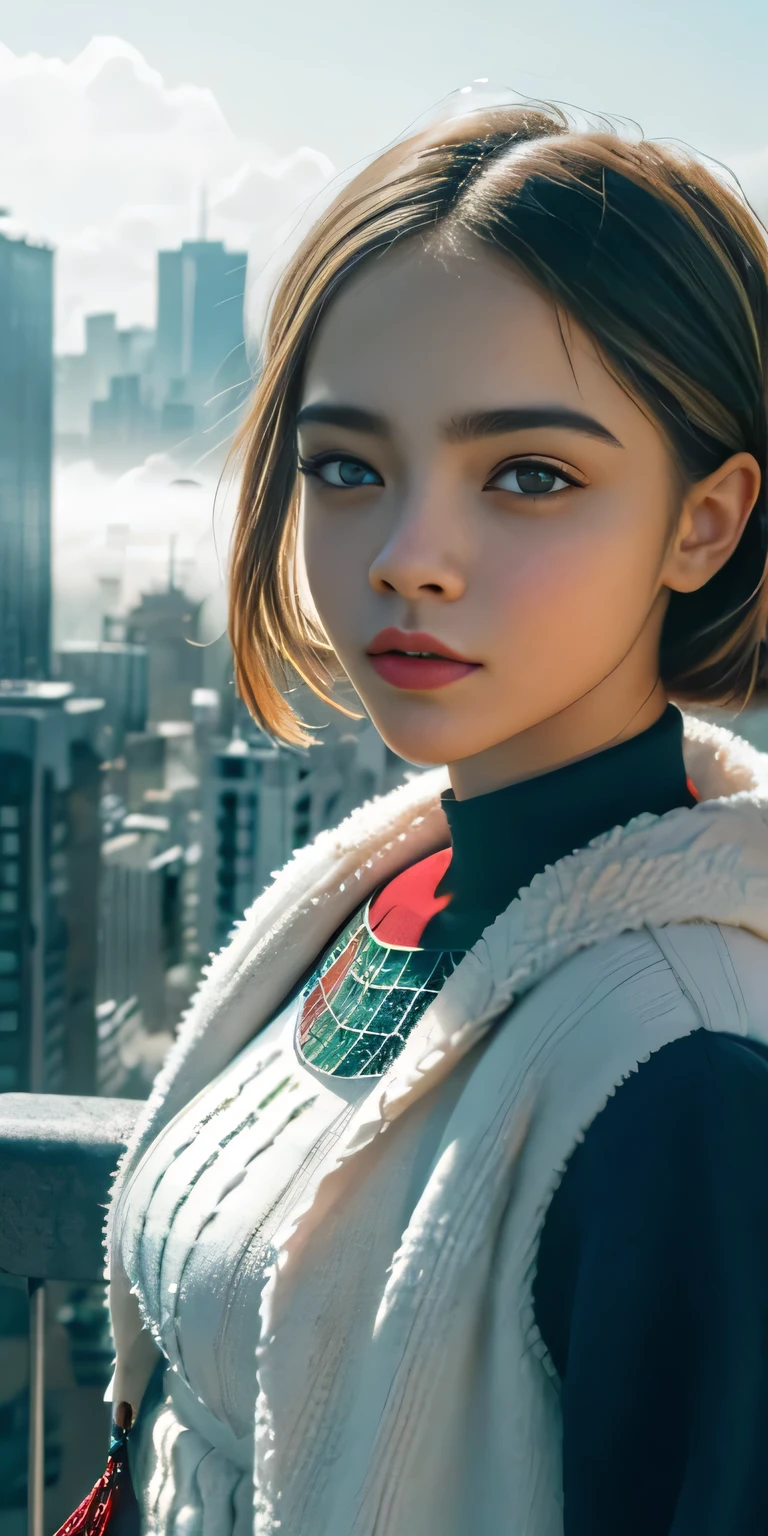 (1 chica:1.3), Solo, (((Very cara detallada)))), ((Ojos y rostro muy detallados.)))), Hermosos detalles ojos, partes del cuerpo__, arte oficial, Fondo de pantalla unificado de 8k, super detailed, hermoso and hermoso, hermoso, Obra maestra, mejor calidad, original, Obra maestra, super fine photo, mejor calidad, super high resolution, realismo realista, luz de sol, Retrato de cuerpo entero, belleza extraordinaria, dynamic pose, Cara delicada, ojos vibrantes, (desde el frente), Lleva un traje de Spider-Man., esquema de color rojo y negro, spider, fondo de techo de ciudad muy detallado, Techo, con vistas a la ciudad, cara detallada, Fondo ocupado complejo detallado, desordenado, gorgeous, blanco lechoso, piel muy detallada, detalles de piel realistas, visible pores, enfoque claro, volumetric fog, 8k hd, DSLR, alta calidad, film grain, piel blanca, photographic realism, lomography, Futuristic dystopian megalopolis, Translucent