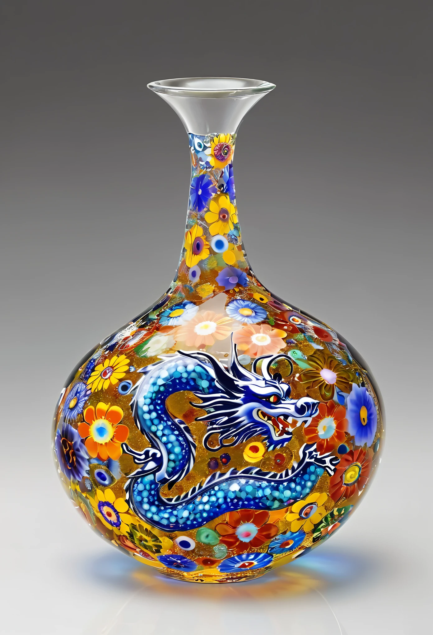 Millefiori glass style,Chinese dragon
