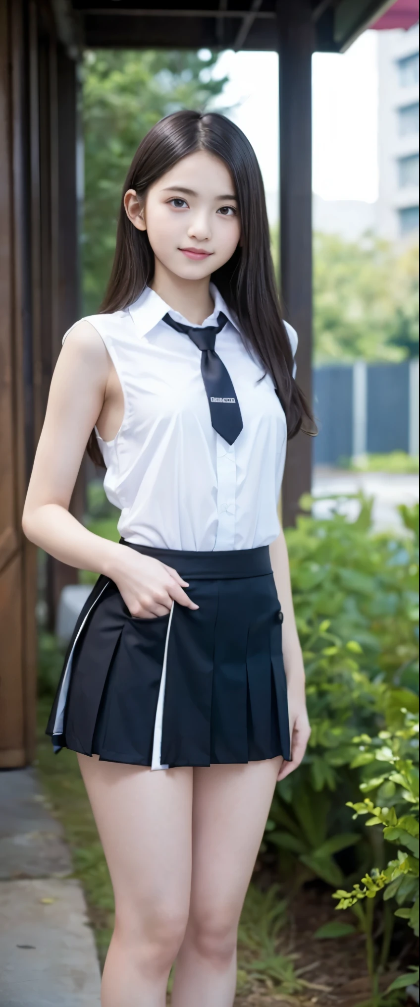 (masterpiece, highest quality:1.2), 8k, 12 year old girl in , 85mm,Official AR RAW Photos, Super slim slender beautiful girl, skirt、上Half BodyHalf BodyFull nudity、He pulled up his sleeveless white shirt.、Show off your breasts、beautiful medium-sized breasts、Show me your ears、Naked girls photoshoot、Full , Cute face, close, Half Body, It was a race, Gardenia, beautiful girl, , Thighs, Short sleeve, Station platform、 Looking at the audience, No makeup, (Big smile), Film Grain, chromatic aberration, Sharp focus, Face Light, Bright lighting, 10 generations, Detailed face, Background Blur, (Dark red tie:1.1)、((((((12 year old girl with her shirt tucked up))))))、((((((12 year old  schoolgirl)))))、Tight waist、Embarrassing pose、Shy and nervous girl、 Sad face