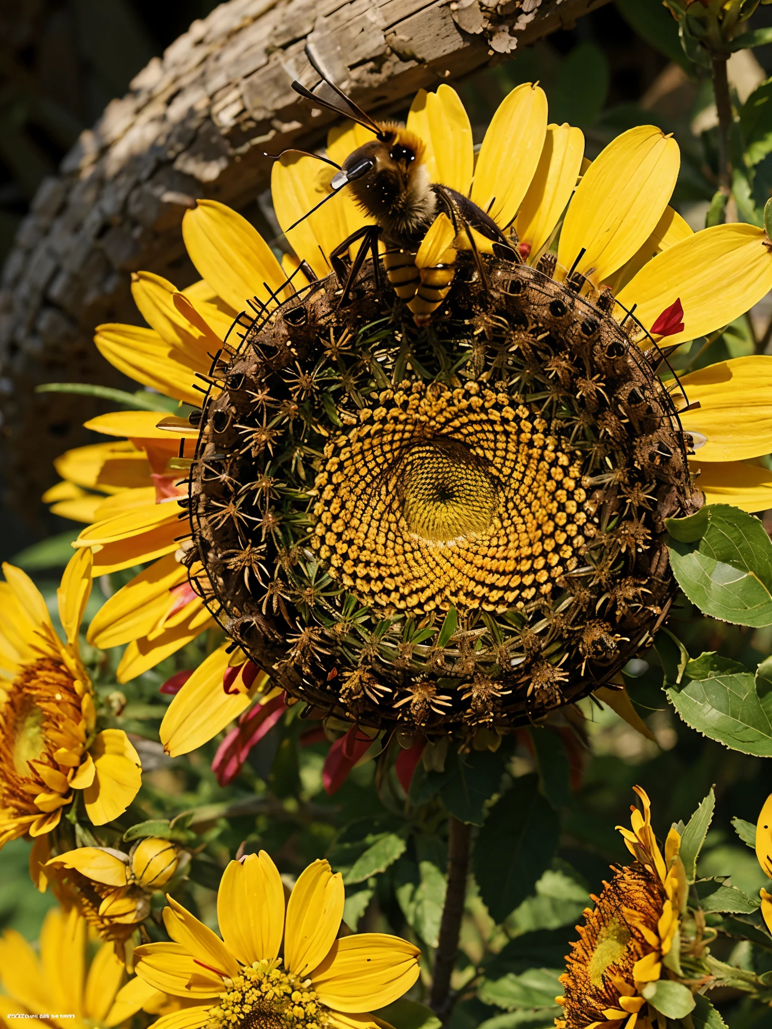 abeja con un cartel
