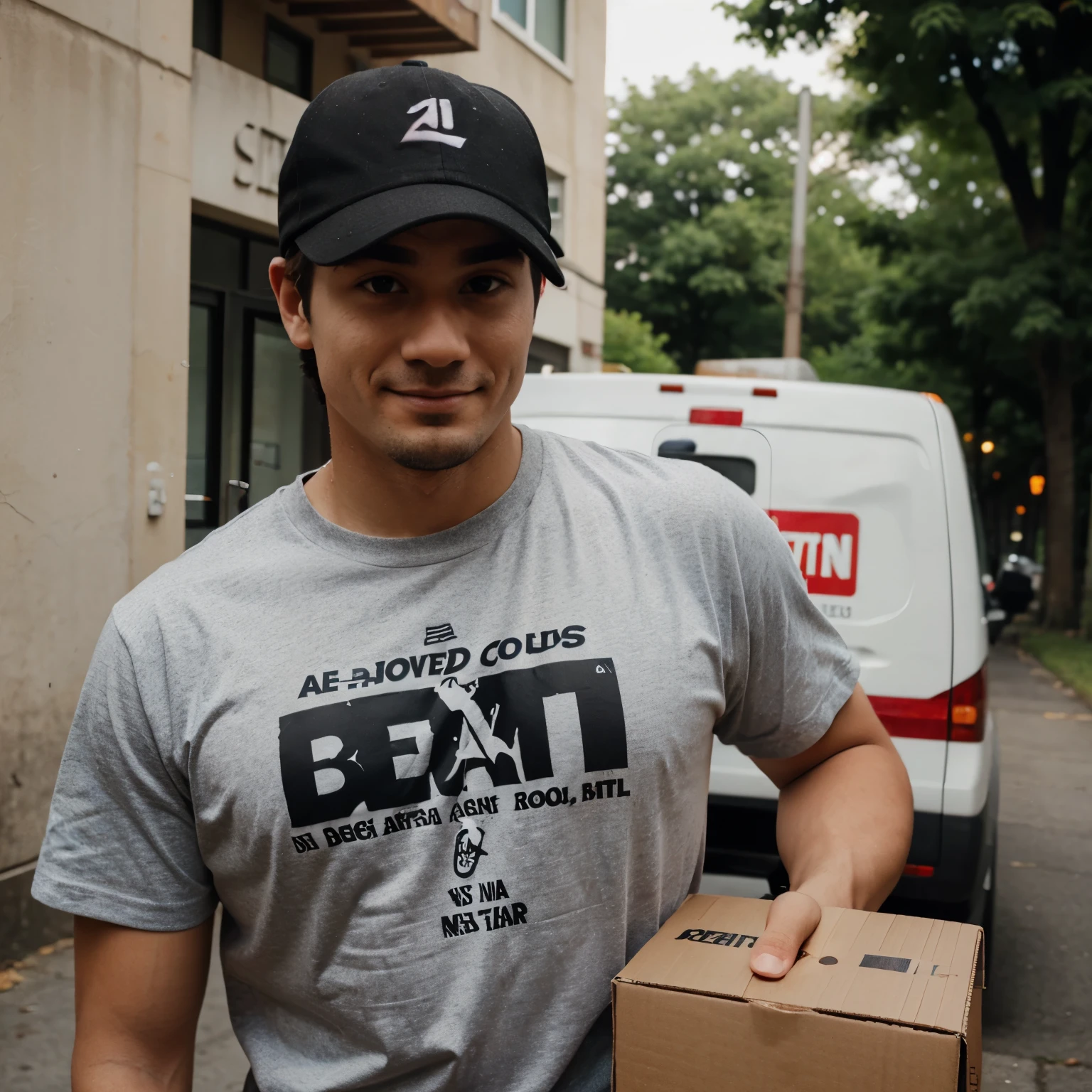 Food deliver man with a T-shirt written "Beta Eats "
