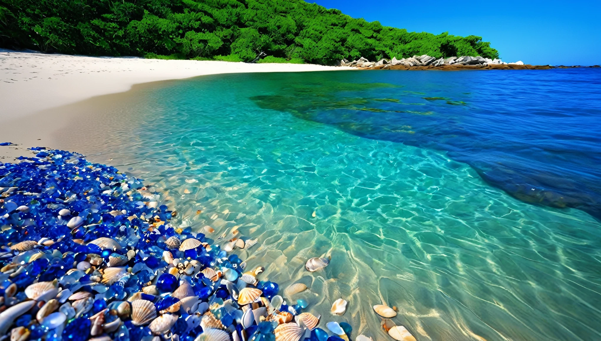 (best quality,highres:1.2),ultra-detailed,(realistic,photorealistic:1.37),jeweled beach,glassy blue gems litter the beach covering almost all of the sand,blue coast,colorful crab,lovely beach scene,rocky ridges,cove,beach vacation,natural beauty,serene atmosphere,crystal-clear water,soft cobalt blue sand,glistening sunlight,lush vegetation,seashells,refreshing breeze,saltwater scent,sandy dunes,gentle waves,coastal paradise,tropical paradise,secluded getaway,tranquil escape,vibrant colors,sparkling ocean,marine life exploration,sun-kissed paradise,shimmering reflections,fresh seafood,seaside relaxation,waterfront retreat,fascinating seascapes,unspoiled coastline,idyllic scenery,hidden treasure,beach exploration,hidden gem,captivating view,pristine environment,luxury beach destination,serenity