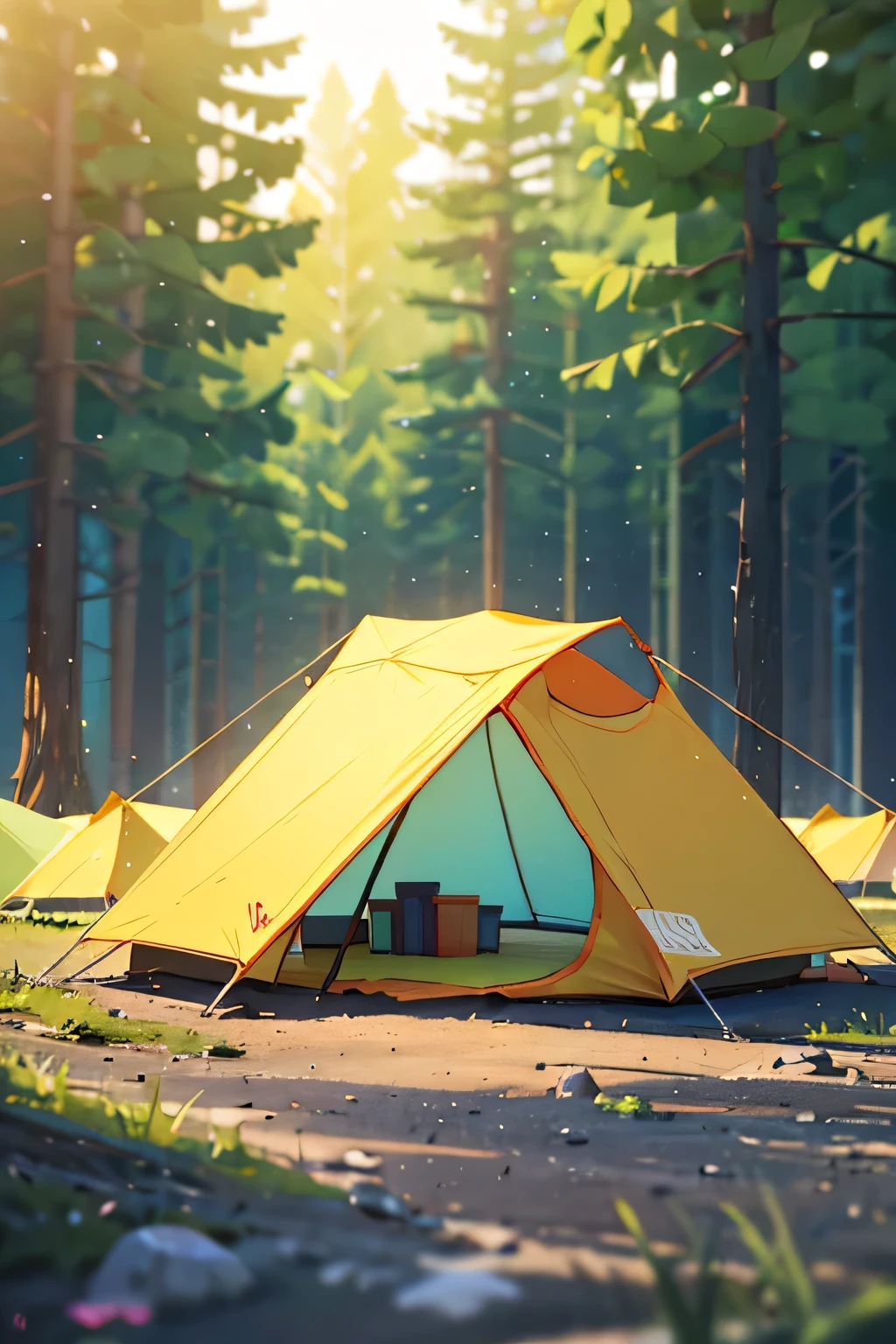 One Outdoor Tent, Simple Background, Bright, Yellow, Bright Light, 3D, Renderer, C4D, Octane Render, Blender, 8K