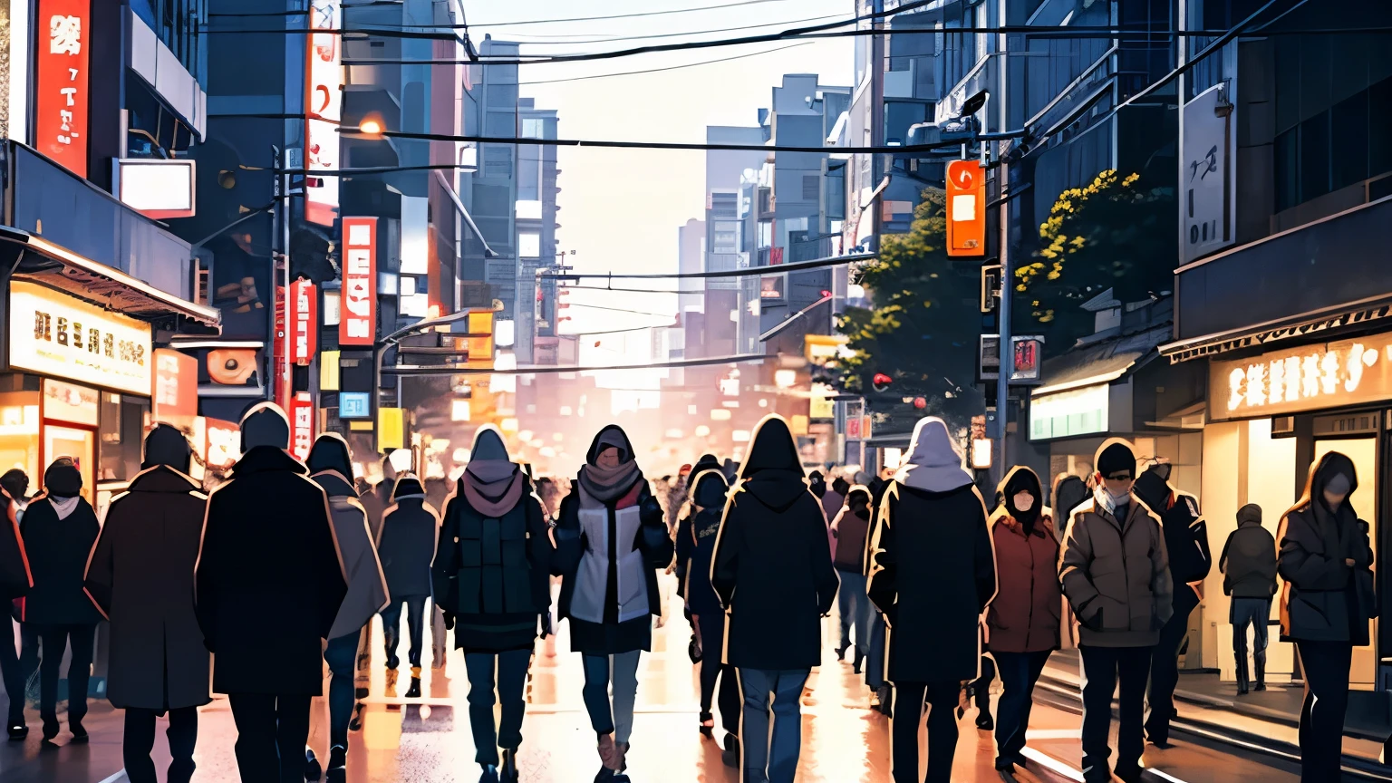 People marching through the streets of Tokyo