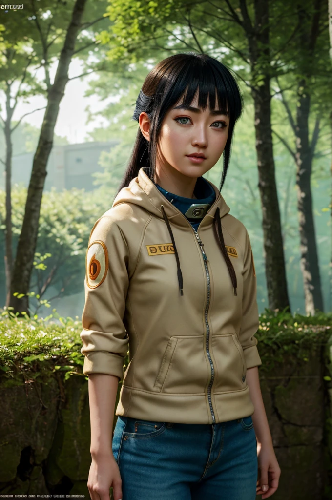 (best quality), high quality, very high resolution, (ultra detailed), 8k, (hyper realistic),Ray Tracing, One Girl, Hinata Hyuga, Outdoor, Natural light, 3D Figures, Octane Rendering, 24K resolution, Very detailed, Realistic clothes, Clothing Details, Outdoor背景, Super detailed, Realistic