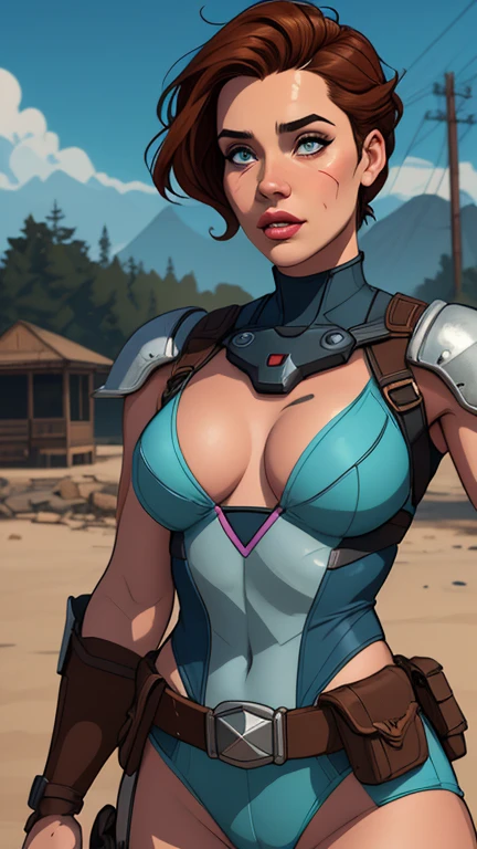 Jeday style warrior female character armed with a .38 revolver Western style atompunk Fallout 4 Jennifer Connelly le with war scars Cartoon image of a woman .Ilustra??o estilo desenho animado, estilo de arte dos desenhos animados, estilo de arte dos desenhos animados, digital illustration style, estilo atompunk design de personagens altamente detalhado, arte digital detalhada coragem, Forest fan art, Design de personagens de retrato, beautiful digital illustration, retrato de alta qualidade, Arte em quadrinhos, mulher jovem cabelo com transas lindas . Queen Anna of ArendelleBeautiful lined eyes Medium large bust and wonderful sexy clothes. image expression of sexual desire from waist to head illustration Queen Anne of Arendelle atompunk style Fallout 4 The perspective is from below, enfatizando a majestade e o poder da Gigante." armed with a 38 western style revolver with a 38 revolver in her hands jeday style warrior in summer clothes on the beach artwork, melhor qualidade,Cartoon style digital illustration style Jill Valentin resident Evil (papel de parede extremamente detalhado da unidade CG 8k), (melhor qualidade), (best illustration), (melhor sombra), absurdos, Realistic lighting, (Abismo), lindo brilho detalhado, arte de , Cartoon style digital illustration style artgermstyle Cartoon style digital illustration