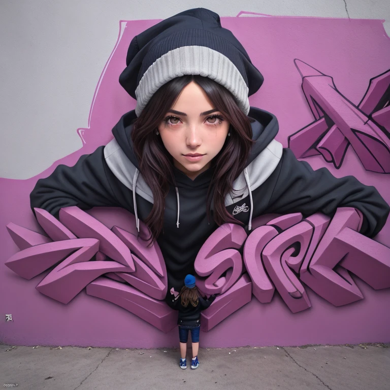 UN PRIMER PLANO DE UN GRAFFITI 3D CON LA PALABRA (((TEXT: "LAURA"))) , EL MEJOR GRAFFITI, EL GRAFFITI LO HACE UN CHICO CON ROPA URBANA, EN LA PARED DE UN EDIFICIO, LOS COLORES DEL GRAFFITI3DA SON ROSA, MORADO Y GRIS, DETALLADAMENTE REALIZADO,LETRAS PERFECTAMENTE DELINEADAS, FORMAN LA PALABRA "LAURA", EL JUEGO DE SOMBRAS Y PERSPECTIVA LE DAN UN TOQUE HIPER RFEALISTA, 8k, ANTES DE TERMIRAR VERIFICA QUE EL GRAFFITI PONGA LA PALABRA "LAURA",