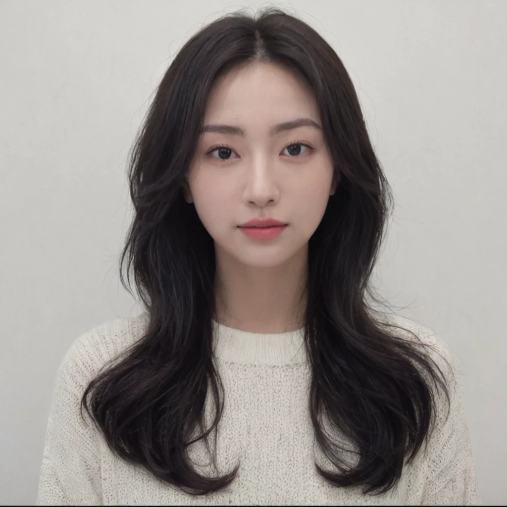 Best Quality, 8k, Masterpiece, (Portrait: 1.3), (photo realistic:1.4), (hyper realistic:1.4), Sharp Focus, looking at viewer, (smoother lighting:1.1), (increase cinematic lighting quality:0.9), realistic lighting, backlighting, light on face, ray trace, (brightening light:1.2), (Increase quality:1.4), sharp detail, (best quality real texture skin:1.4), finely detailed eyes, black_eyes, finely detailed face, 25 year old Korean woman, (white formal_shirt:1.4), (Create an image maintaining the original base model hairstyle:1.5)