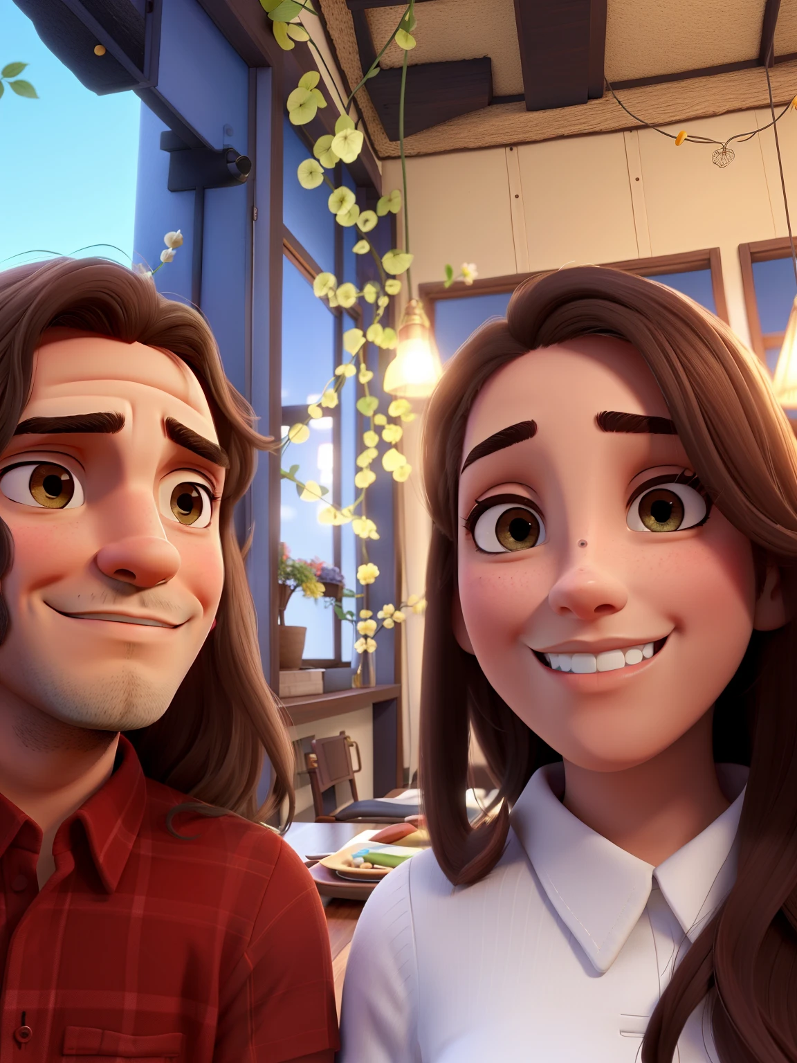 Casal , homen de barba , mulher loira