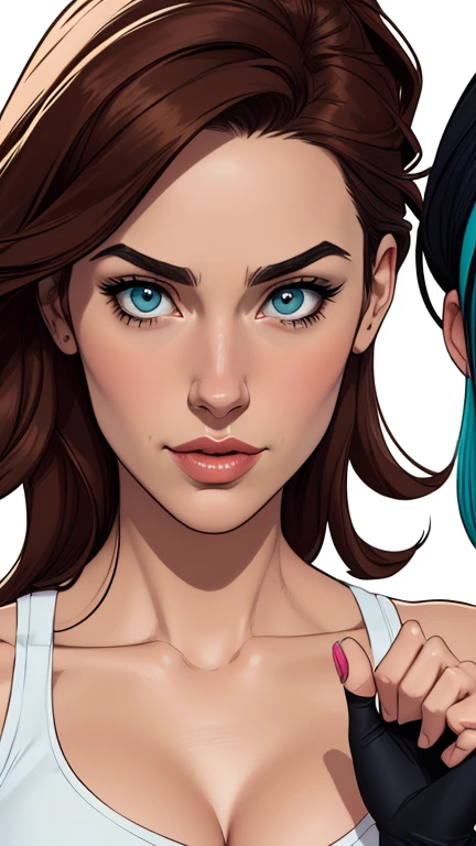Personagens estilo artgerm  femininas Yvonne Strahovski estilo de desenho animado:1.2), Woman from southern Brazil Drawing Gaucha ART Artline white background woman Cartoon image of a woman , roupas sensuais , garota super valente destemida , Ilustra??o estilo desenho animado, estilo de arte dos desenhos animados, estilo de arte dos desenhos animados, digital illustration style, design de personagens altamente detalhado, arte digital detalhada fofa, City fan art, design de personagem retrato, beautiful digital illustration, retrato de alta qualidade, arte em quadrinhos, retrato do design do personagem, white background Busty without clothes and medium breasts female character two girlfriends Beautiful character pose in dynamic pose two women together Yvonne Strahovski on the left and together with Jennifer Connelly on the right with a symmetrical body with a corset and beautiful breasts, corpo bem definido, delicado e sensual, estilo de desenho animado, digital illustration with each other artgerm style Angelica - Fate/Kaleid Liner Prisma Illya style Cartoon style digital illustration colorful background diverse attractive woman sesy beautiful breasts and clothes white tank top in symmetrical hands with five female human fingers beautiful breasts in Cartoon style digital illustration artwork, melhor qualidade,Cartoon style digital illustration style Jill Valentin resident Evil (papel de parede extremamente detalhado da unidade CG 8k), (melhor qualidade), (best illustration), (melhor sombra), absurdos, Realistic lighting, (Abismo), lindo brilho detalhado, arte de , Cartoon style digital illustration style artgermstyle Cartoon style digital illustration