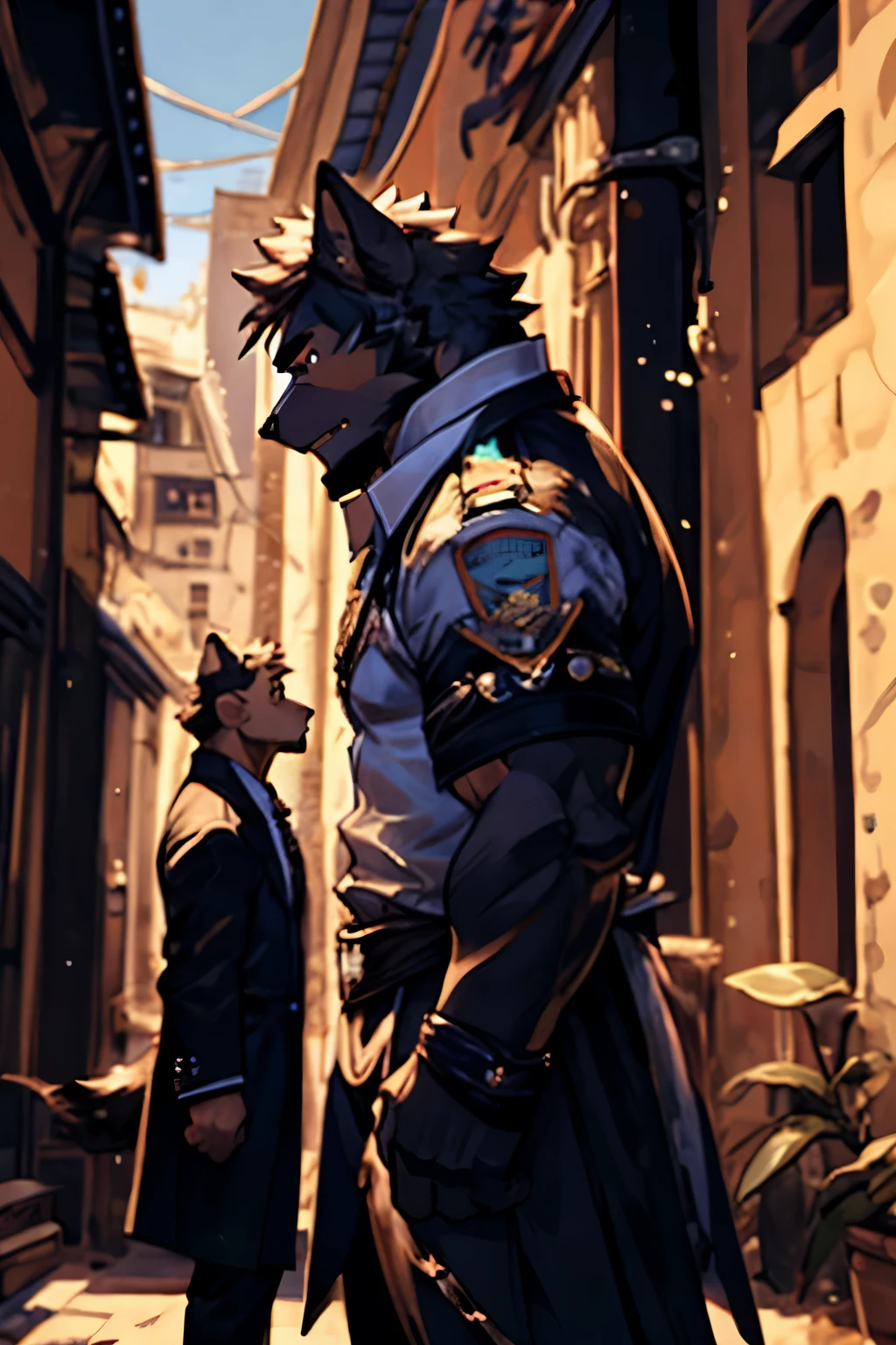 ((best quality)), ((masterpiece)), (detailed),((Orcs)),Gray Wolf,Formal wear,Act cool,office,individual,modern,Gray suit,Tempting,((furry)),hairy,front