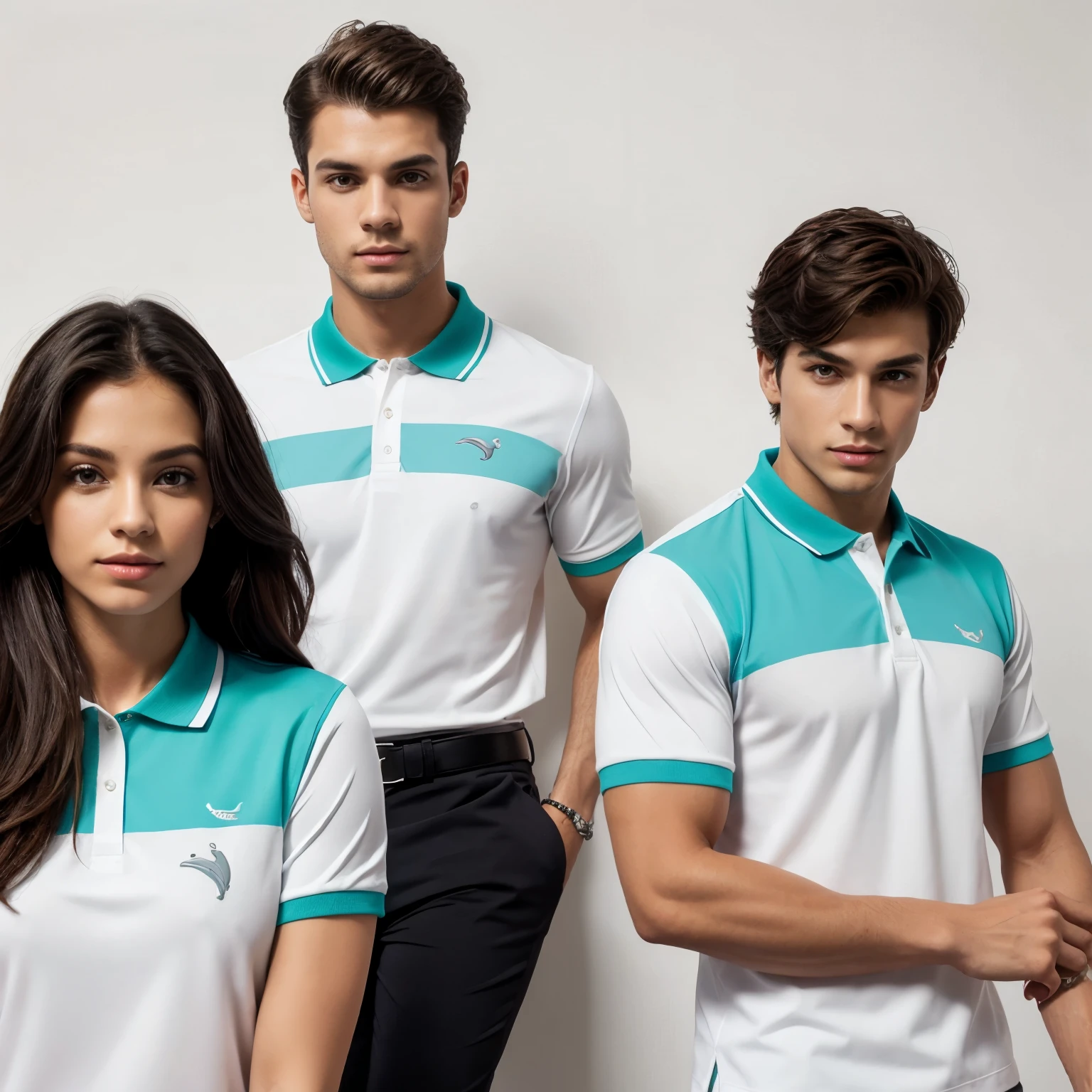 Dolphin themed polo shirts , de color blanco negro y dorado 