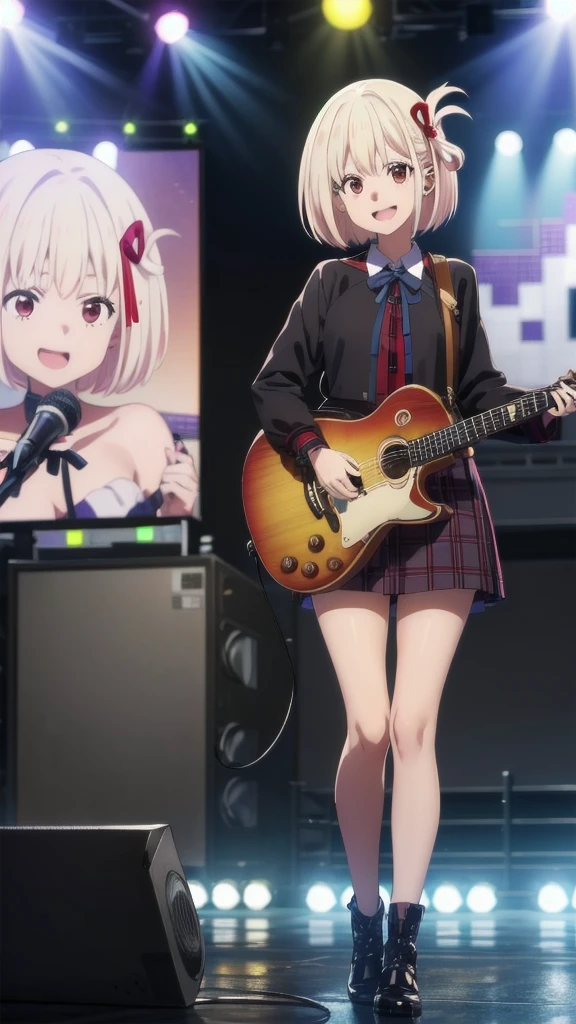(((Pixel Perfect, Perfect detail))), alone, 1 girl, Chisato Nishiki, Looking at the audience, (Concert, stage, singing), smile, full Body