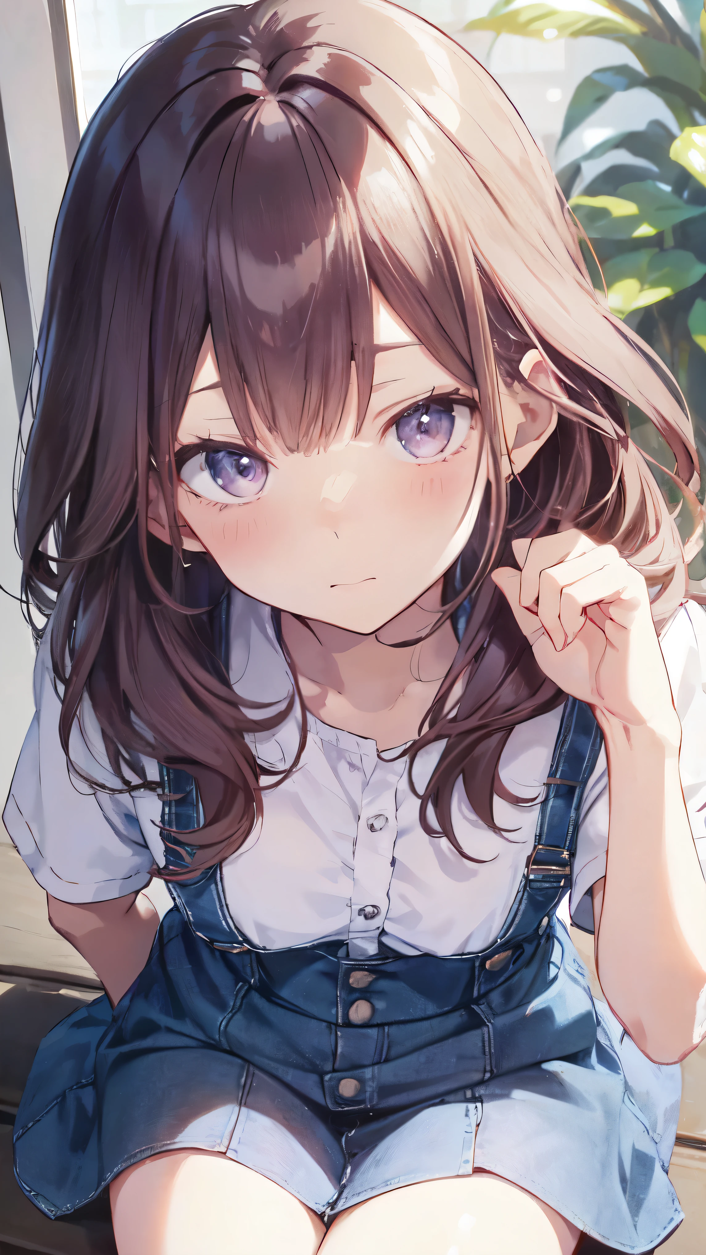 Masterpiece、Highest quality、highest quality、(((Lori)))、 ((Blushing with a shy expression))、Shiny hair quality、Small face、Sitting、Super detailed, beautiful, wide eyes、Ultra-detailed, clear and beautiful faces、(cute illustration:1.2), High-resolution, ultra-detailed, best quality, embarrassed