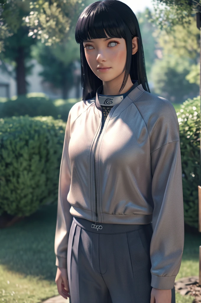 (best quality), high quality, very high resolution, (ultra detailed), 8k, (hyper realistic),Ray Tracing, One Girl, Hinata Hyuga, Shortcuts, Outdoor, Natural light, 3D Figures, Octane Rendering, 24K resolution, Very detailed, Realistic clothes, Clothing Details, Outdoor背景, Super detailed, Realistic, Hidden Leaf Village