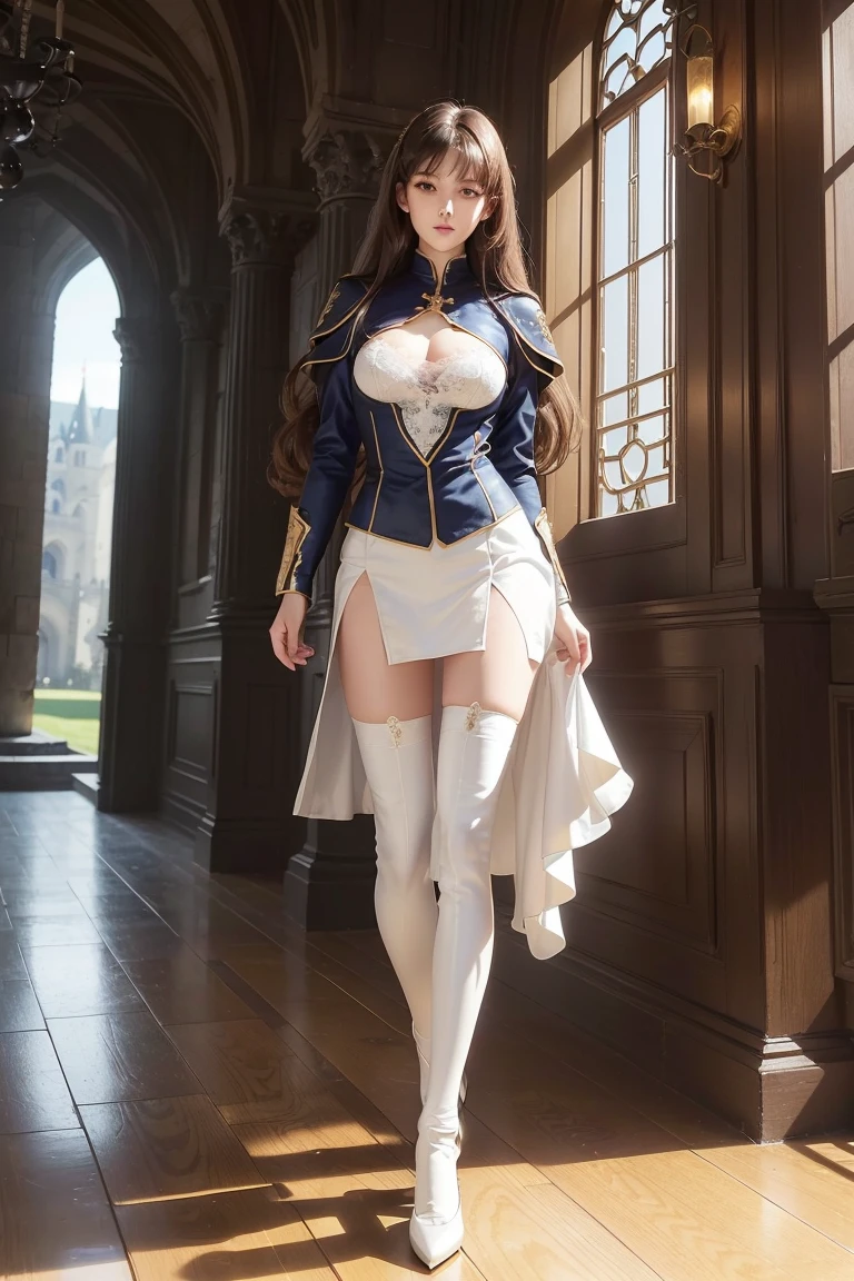 8k, masterpiece, best quality, realistic, higly detailed, 1human, female human, 22 years old human, female, solo, Lunoire Faust, DanMachi, dnd, d&d, dungeons and dragons, dungeons & dragons, rpg, ttrp, brown eyes, medium length brown hair, maid