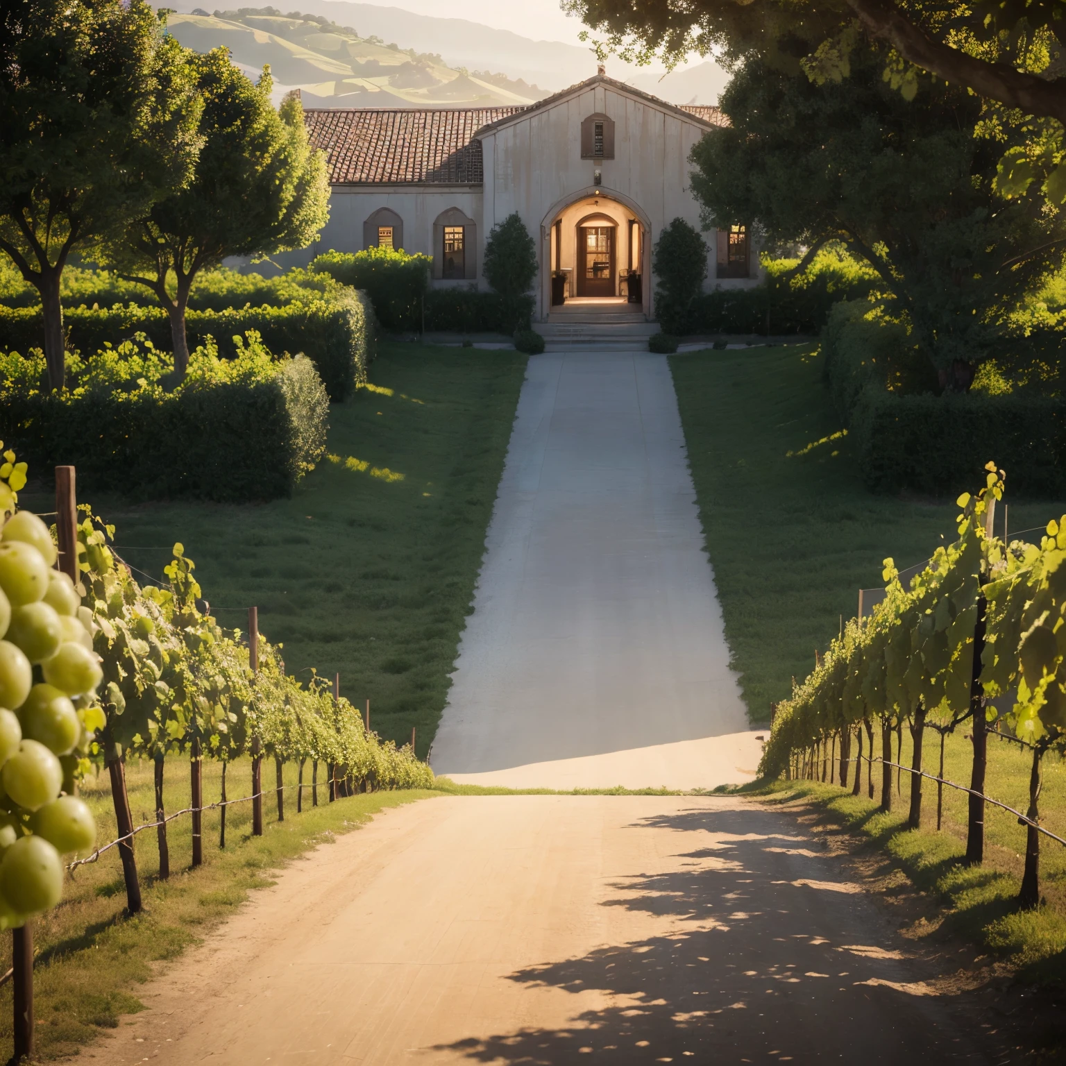 Publicidad de singani lagar (Advertisement of Singani Winery):

A stunning, photorealistic image of a Singani winery, captured in ultra-high resolution 8K. The masterpiece showcases the best quality of the scene, with every detail meticulously rendered in intricate detail. The depth of field draws the viewer's attention to the beautiful winery, as cinematic light illuminates the vineyards, creating a warm and inviting atmosphere. Lens flares add a dynamic touch to the image, while ray tracing adds a sense of realism to the scene.

The winery is surrounded by lush greenery, with grapes ri