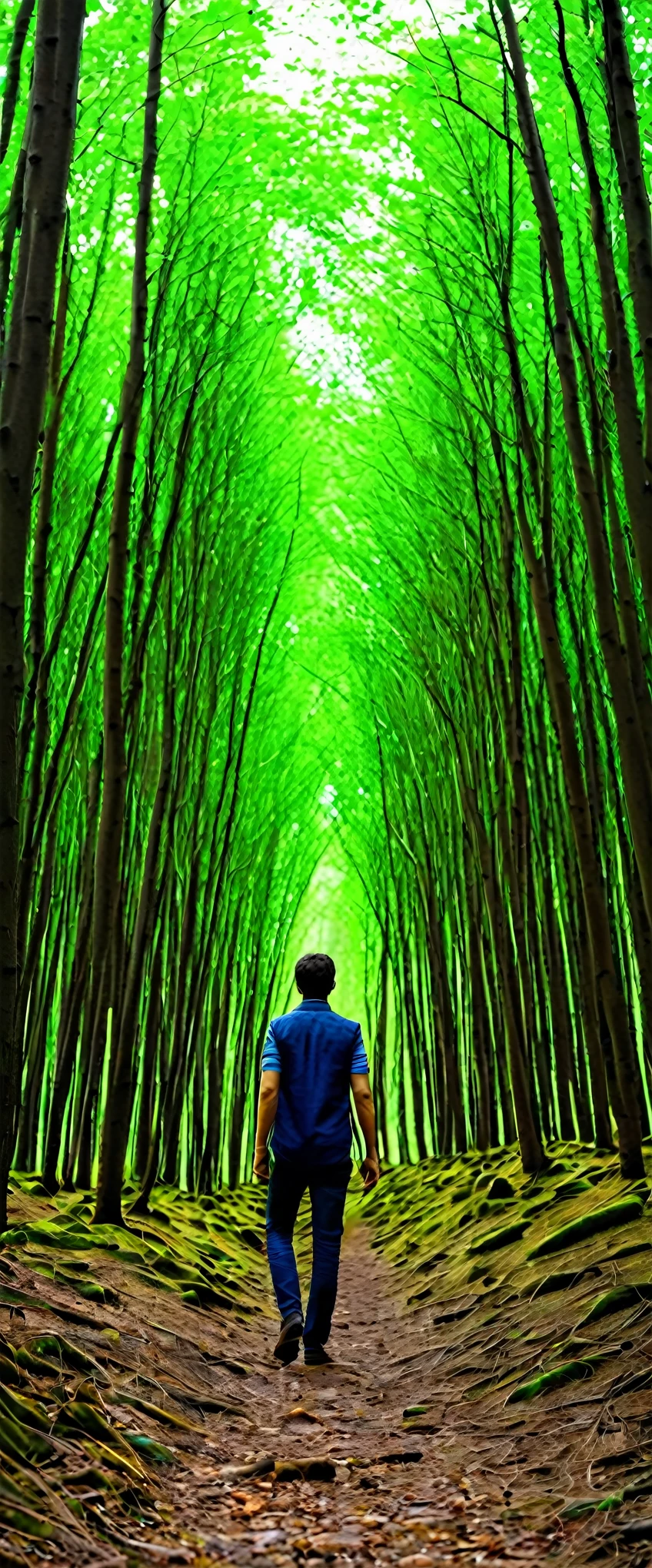 31 Years old man walking in forest photo