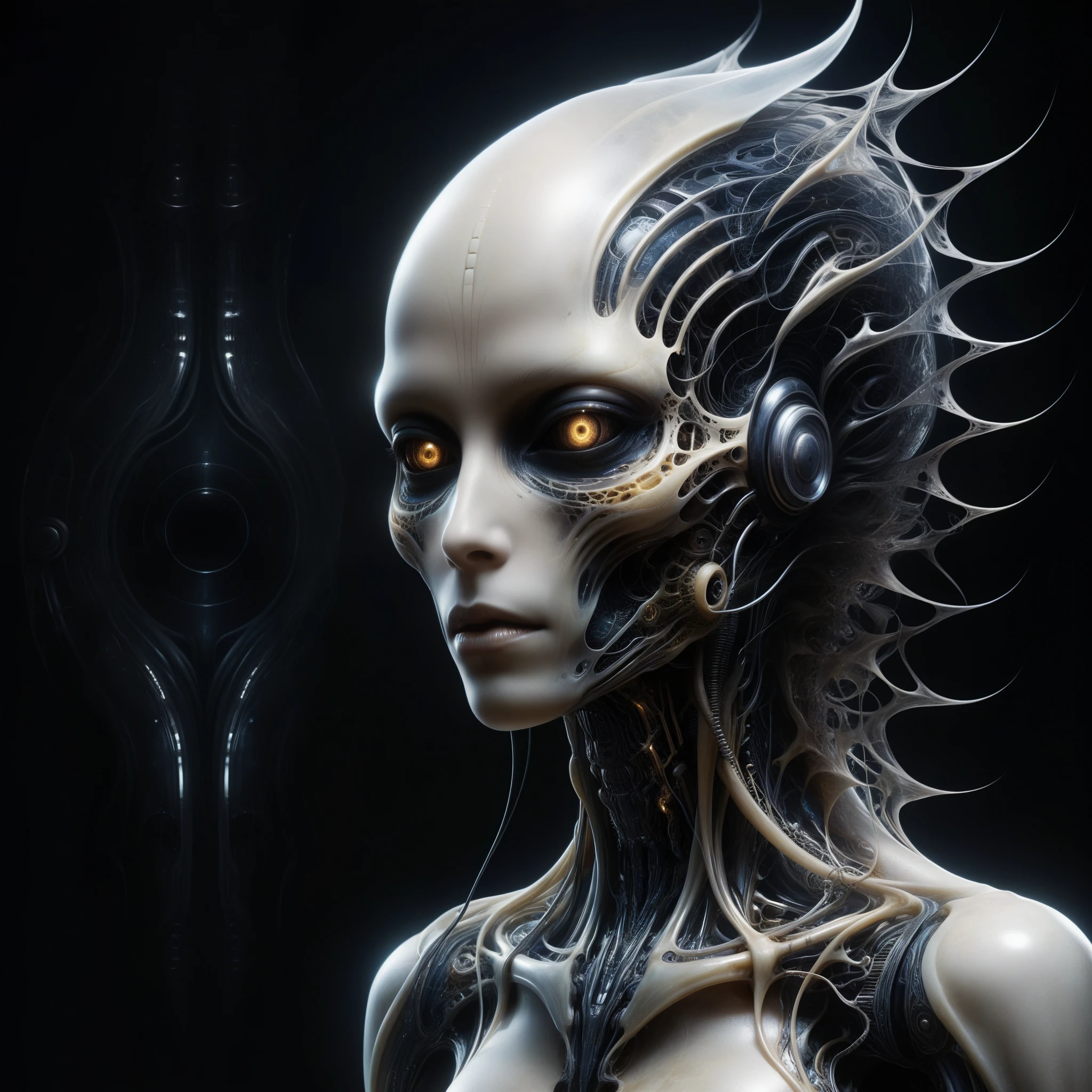 Experience the unsettling harmony of AI-generated music as it weaves through a nightmarish realm, reminiscent of H.R. Giger's grotesque visions