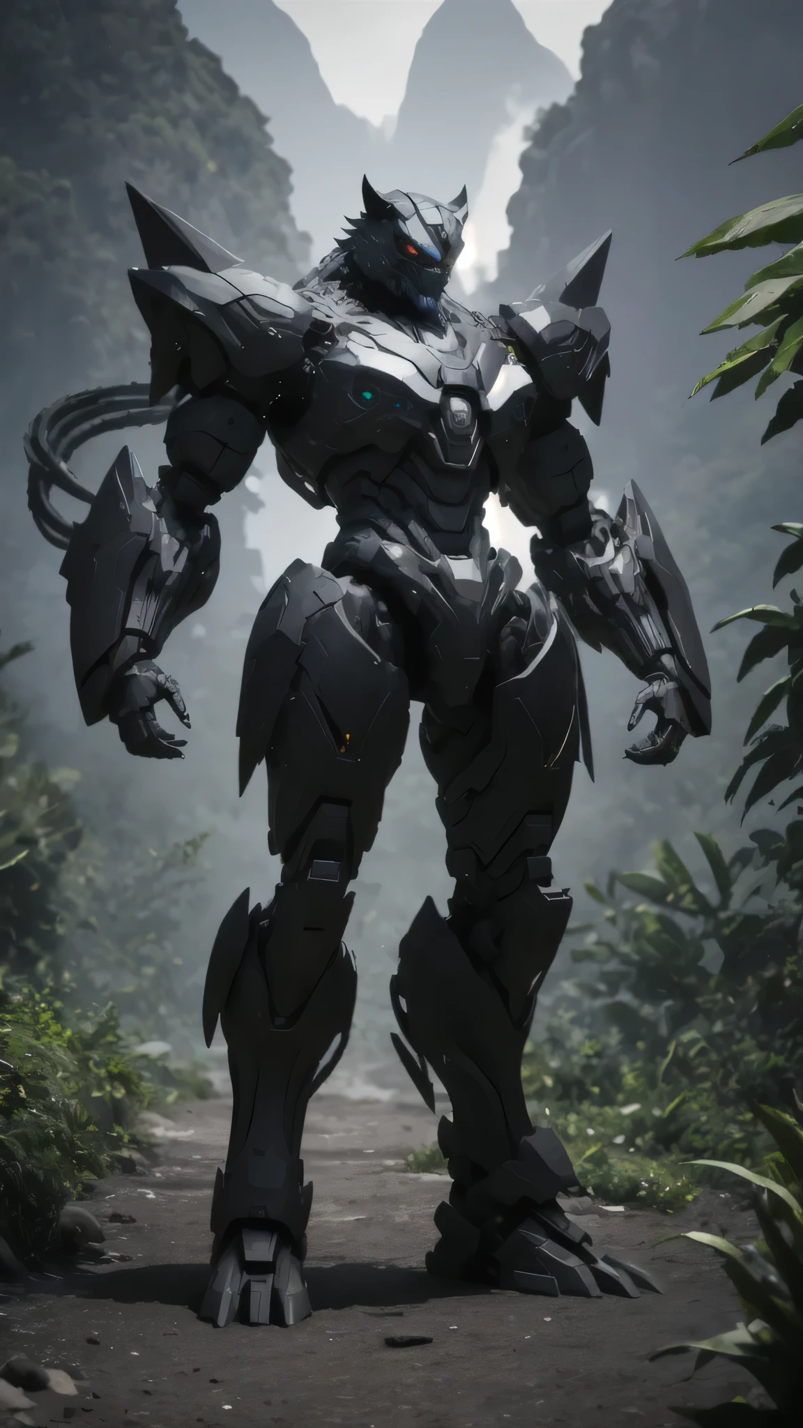 Panther Mech, Full Size Body, Black and Grey, Above the Jungle, Giant Design